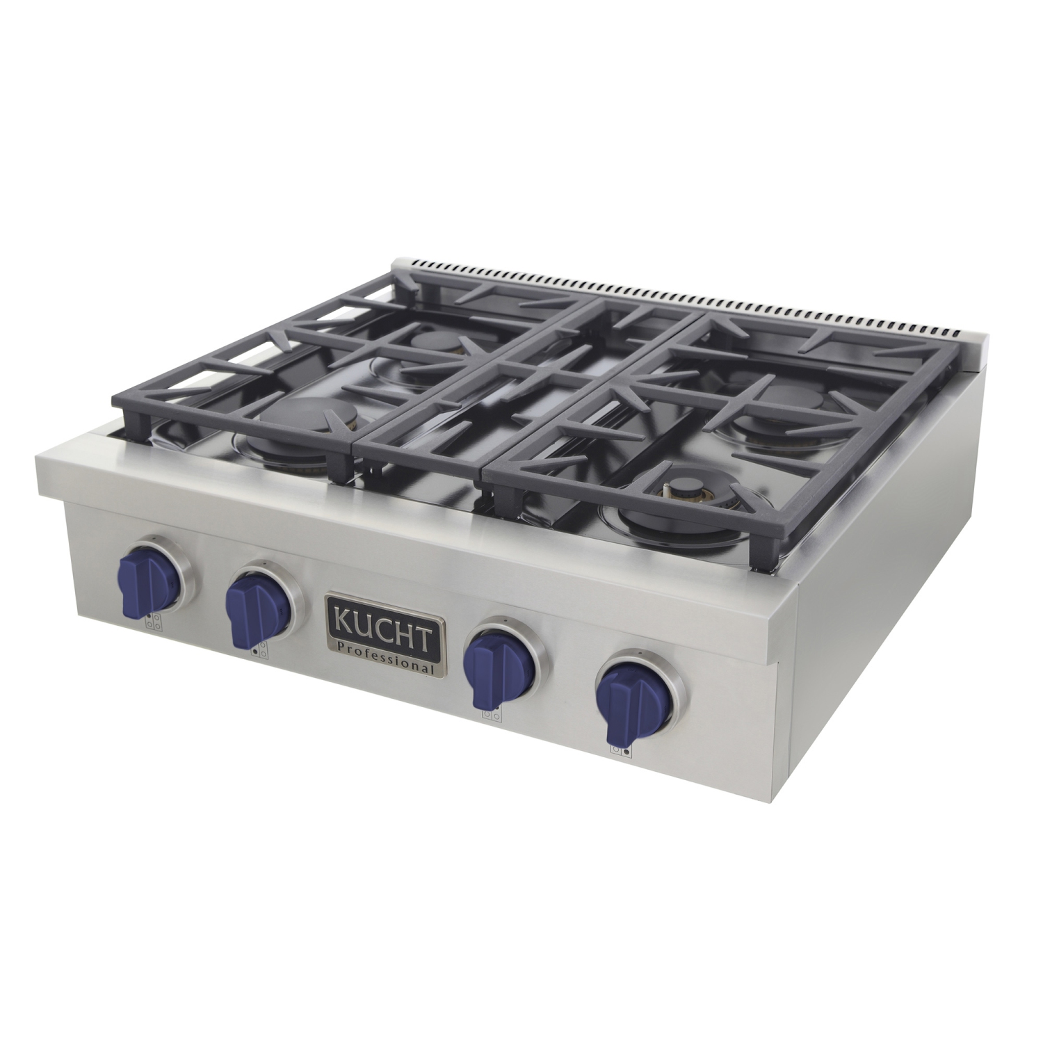 KUCHT Professional 30-inch Propane Gas Range Top with Sealed Burners in Stainless Steel with Royal Blue Knobs