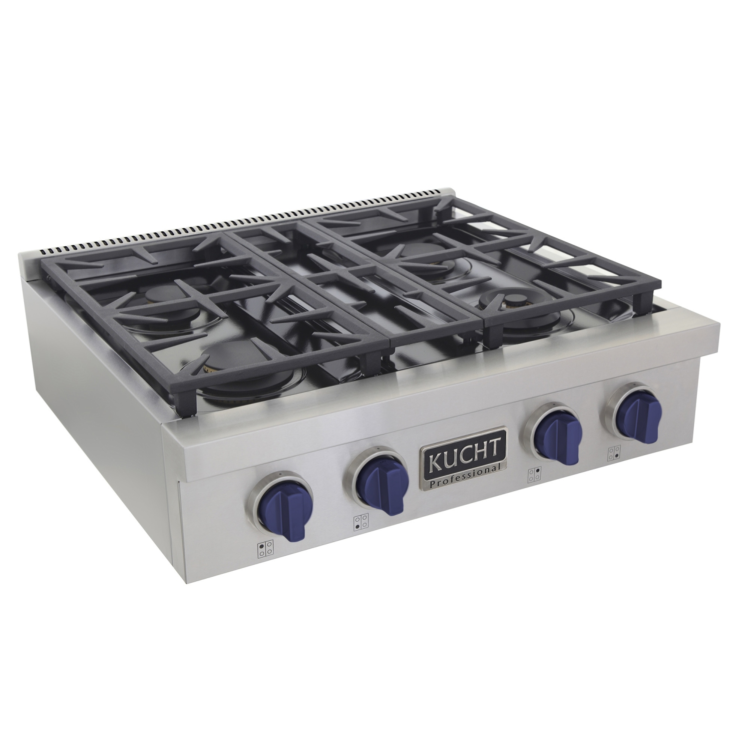 KUCHT Professional 30-inch Propane Gas Range Top with Sealed Burners in Stainless Steel with Royal Blue Knobs