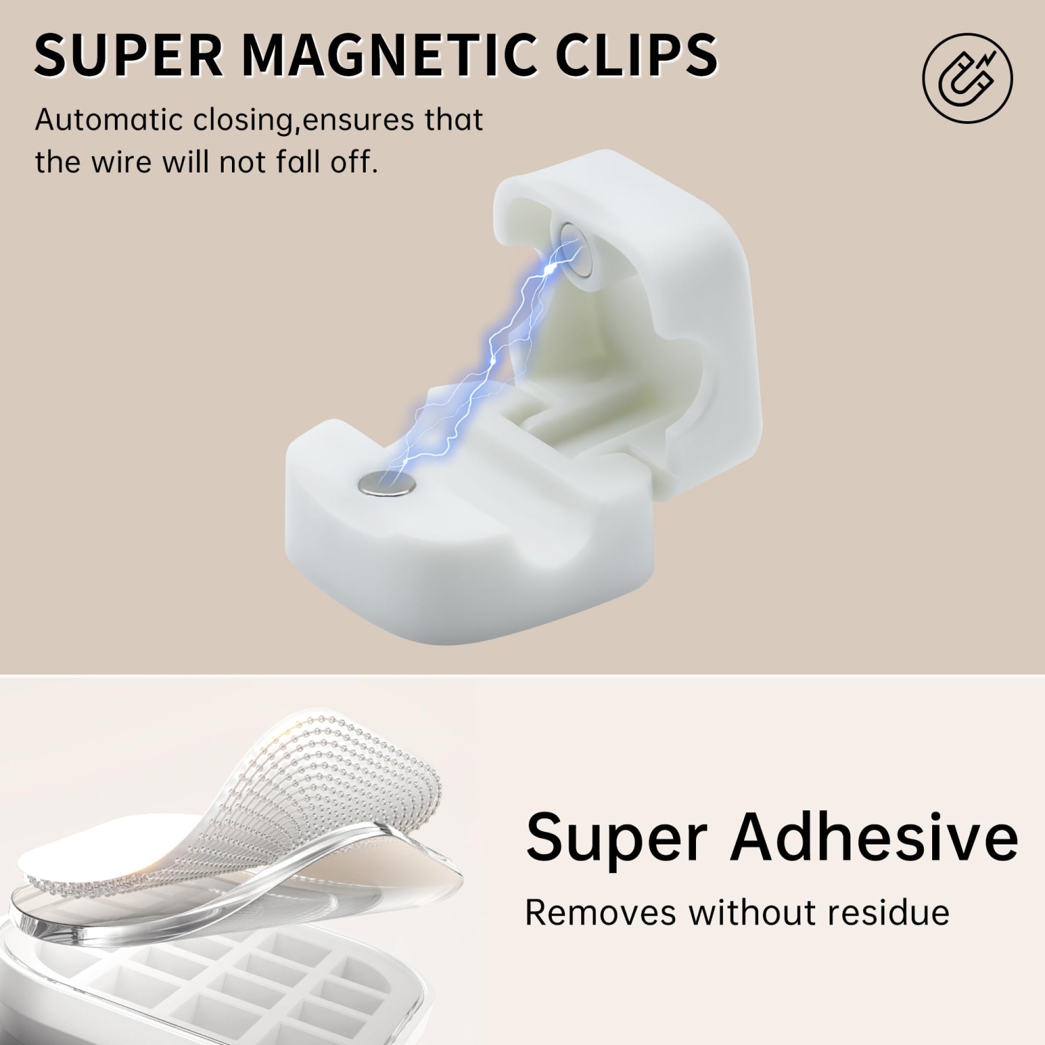 Magnetic Cord Organizer,Magnetic Cable Clips Cable Smooth Adjustable Cord Holder,Under Desk Cable Management,Adhesive Wire HolderOrganizer for Home