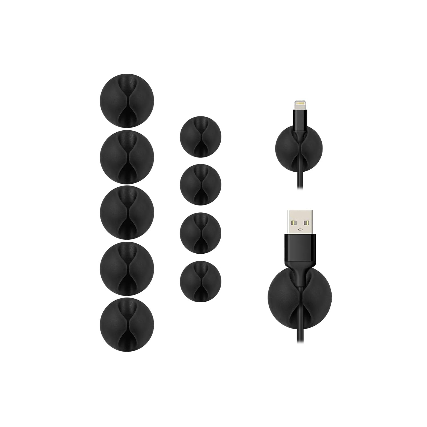 Black Cable Clips 9 PCS, Cord Holders Cable Organizer, Cable Management Clips Adhesive Wire Clips
