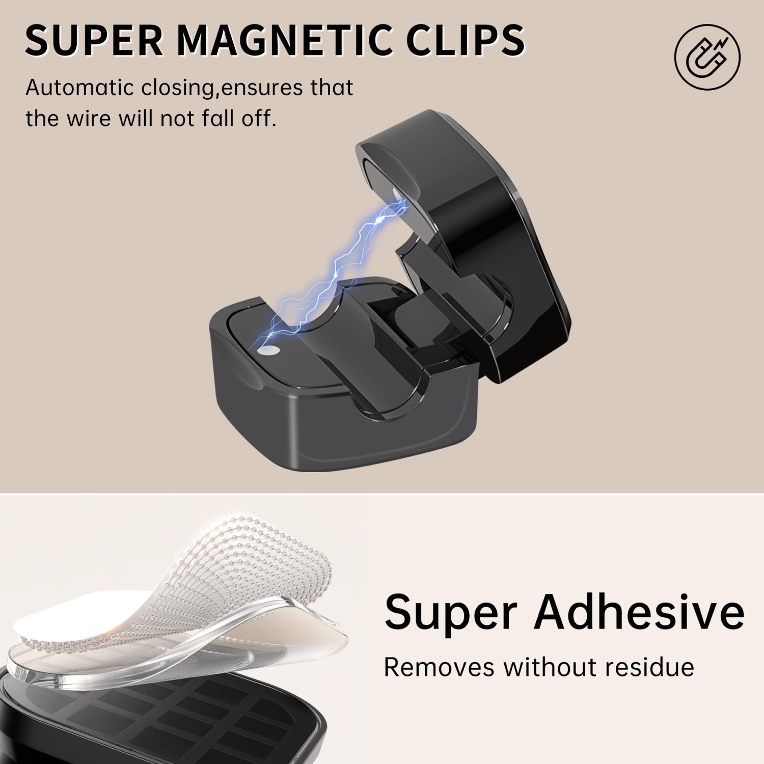 Magnetic Cord Organizer,Magnetic Cable Clips Cable Smooth Adjustable Cord Holder,Under Desk Cable Management,Adhesive Wire HolderOrganizer for Home