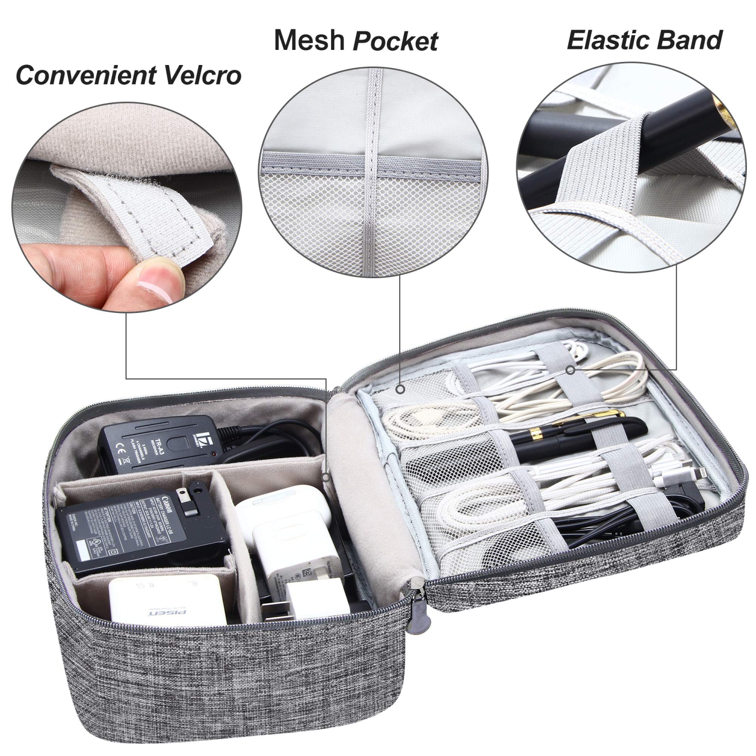 Electronic Organizer Travel Universal Cable Organizer Waterproof Electronics Accessories Storage Cases for Cable, Charger, Phone, USB, SD Card, Hard
