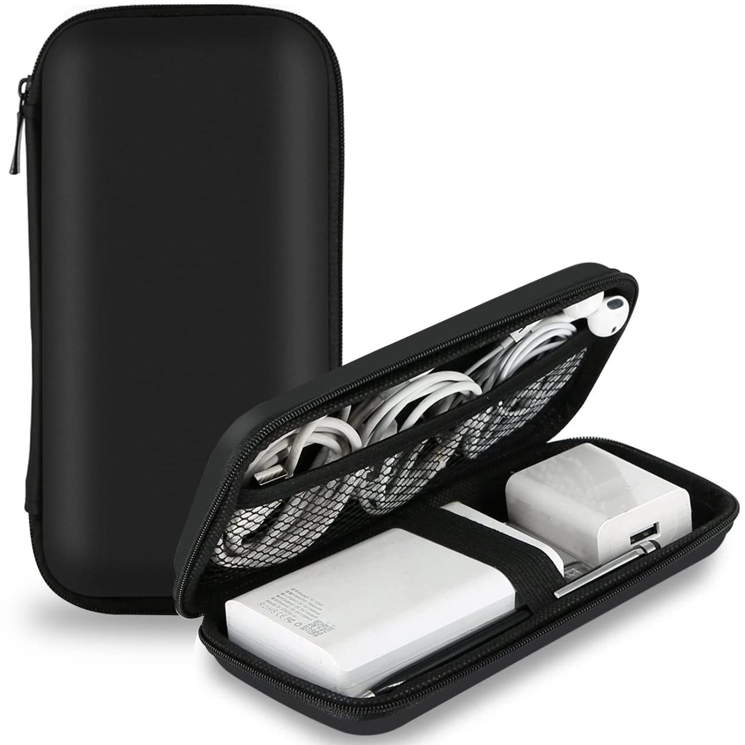 Universal Pouch Travel Power Bank Carrying Case Hard Shockproof Protective EVA Cover Battery Pack USB Cable Organizer Earbuds Sleeve Electronics Bag