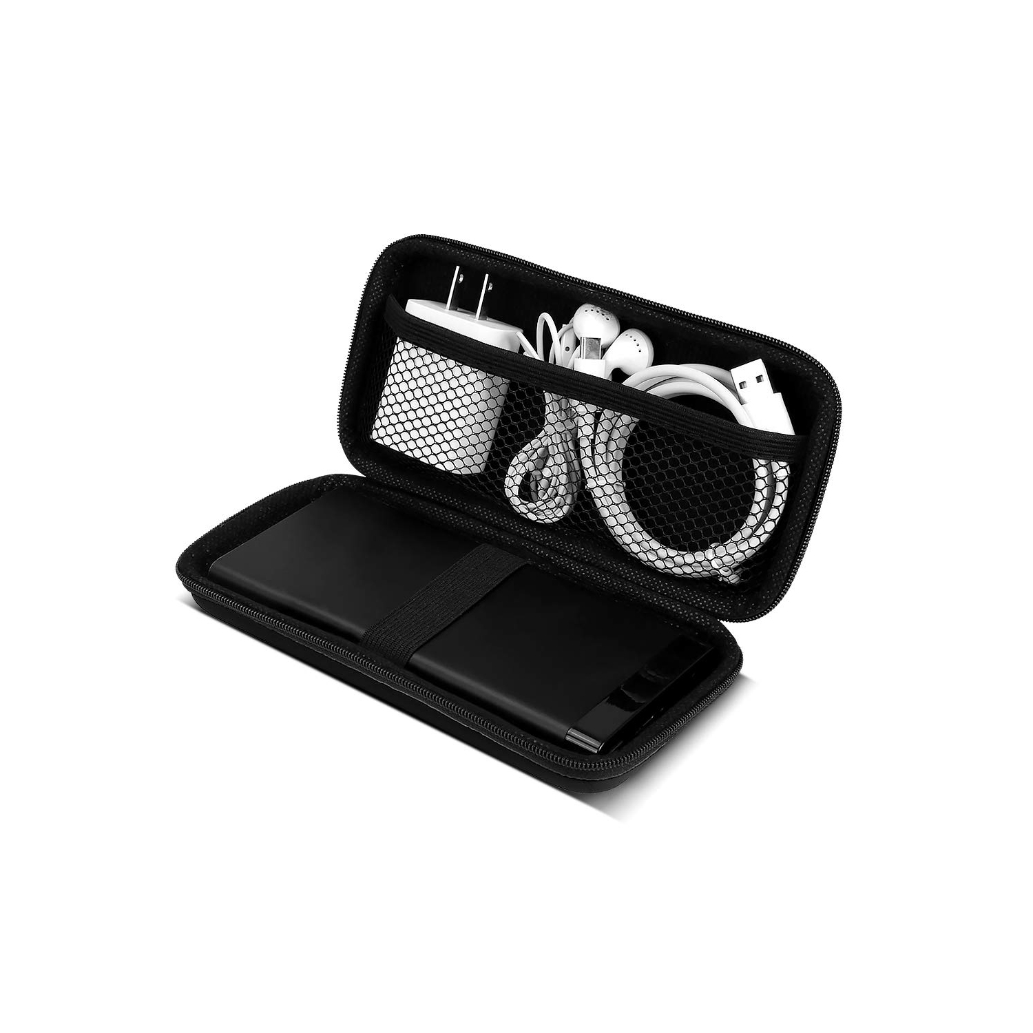 Travel Case-Electronics Cable Organizer,Hard EVA Carrying Case Tool Case, Protective Power Bank Case Storage Bag Dual Zipper Pouch for External