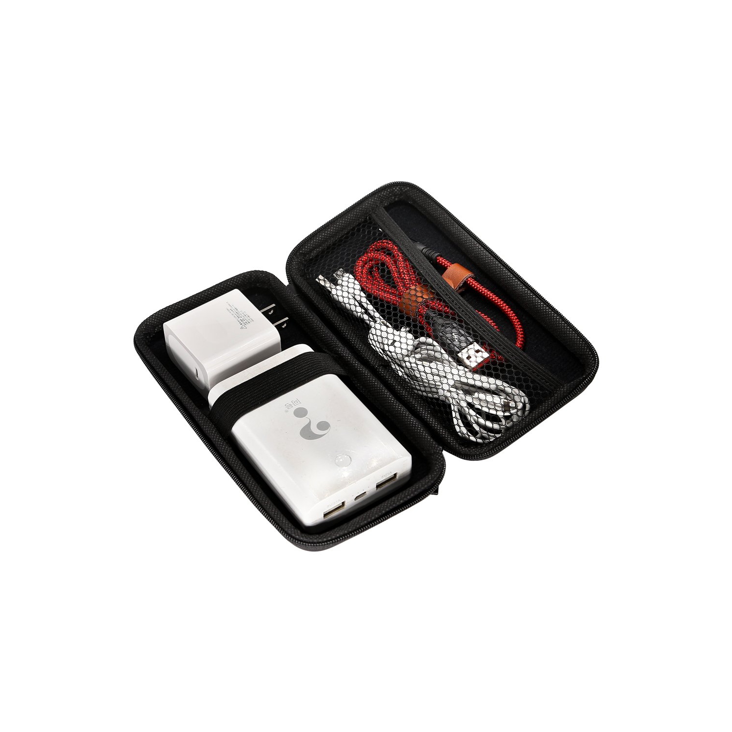 Travel Case-Electronics Cable Organizer,Hard EVA Carrying Case Tool Case, Protective Power Bank Case Storage Bag Dual Zipper Pouch for External