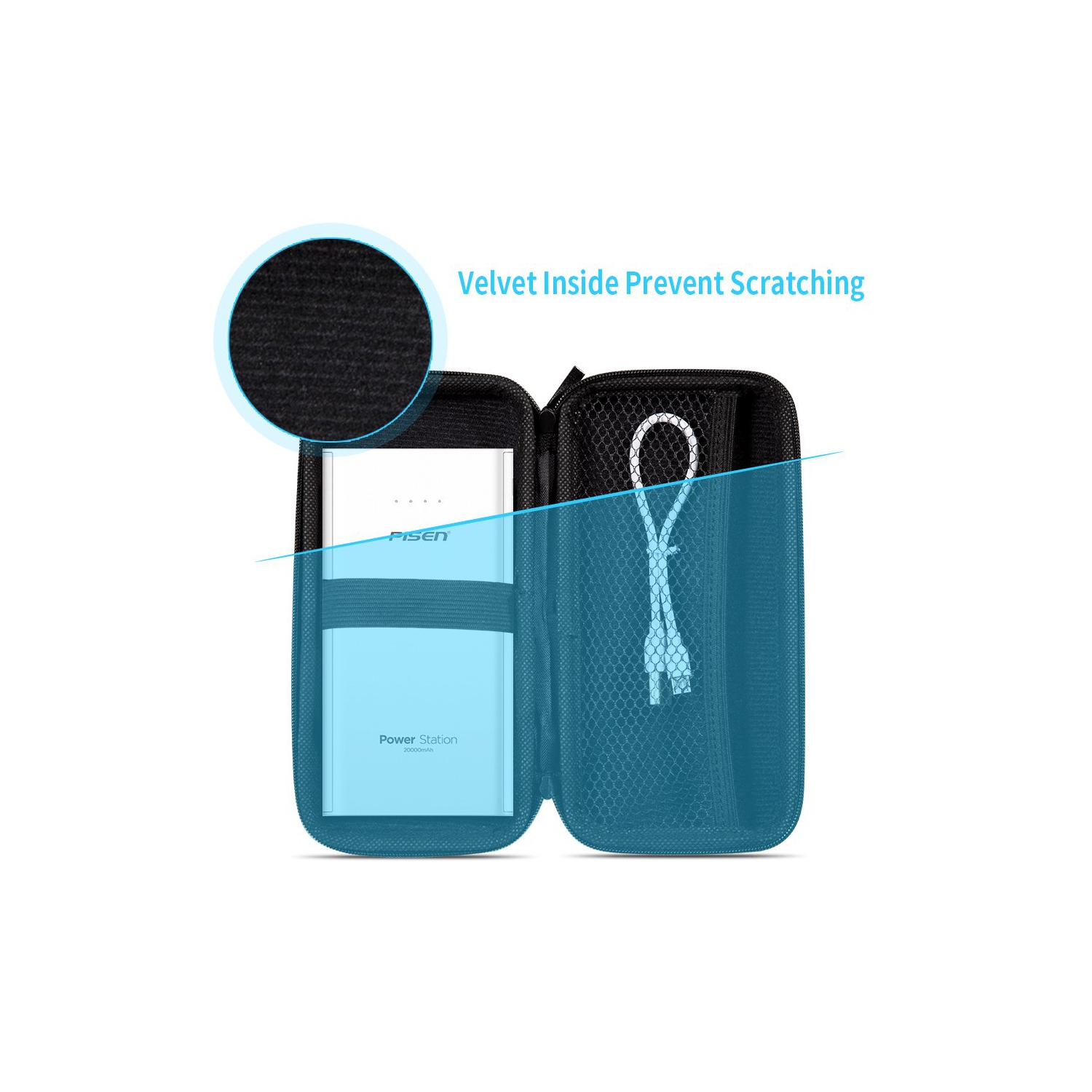 Travel Case-Electronics Cable Organizer,Hard EVA Carrying Case Tool Case, Protective Power Bank Case Storage Bag Dual Zipper Pouch for External