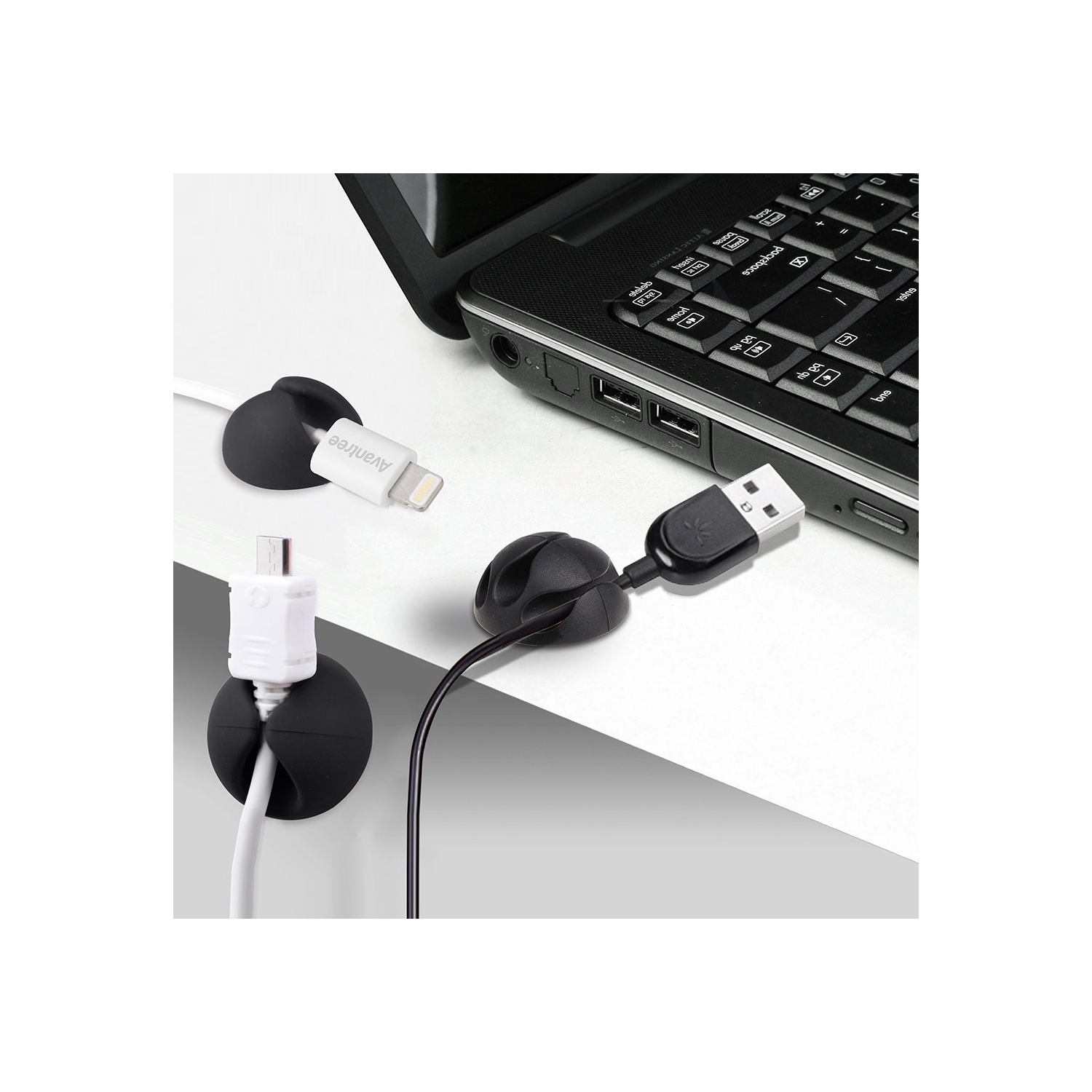 Paquet de 12 pinces de câble longue durée, support de cordon et cache-câble de bureau, organisateur de câble de chargement et système de gestion pour