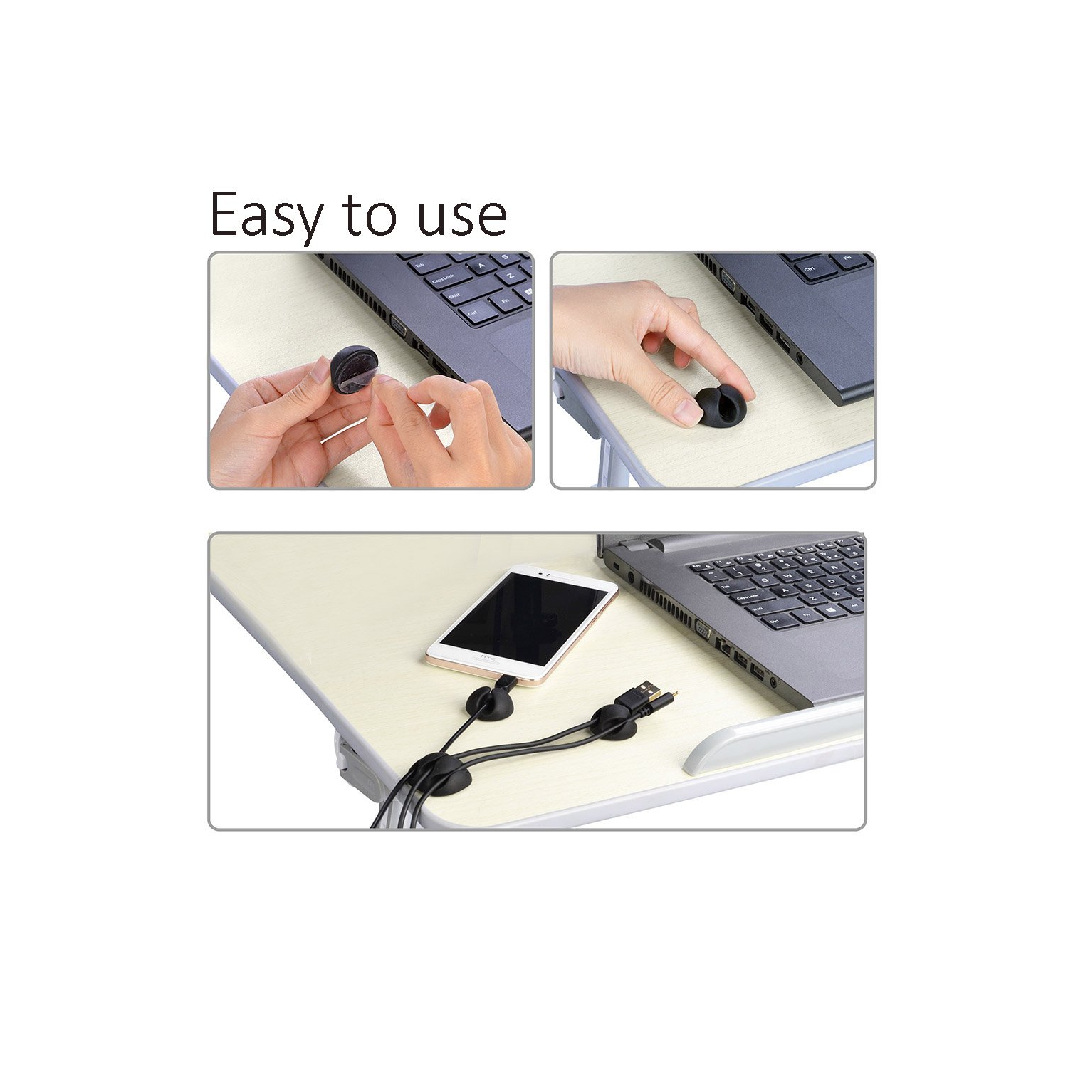 Paquet de 12 pinces de câble longue durée, support de cordon et cache-câble de bureau, organisateur de câble de chargement et système de gestion pour