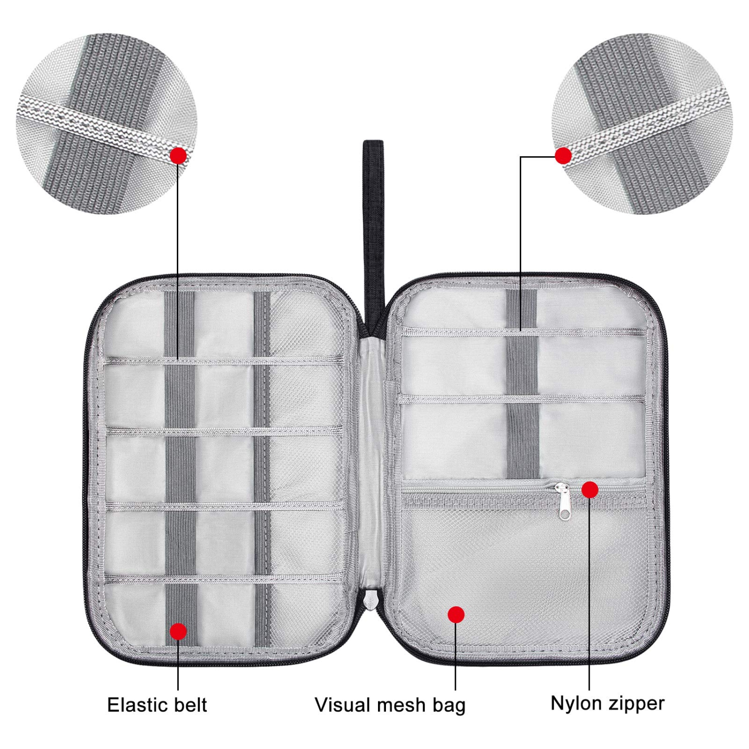 Travel Electronics Organizer Sac de rangement de câble portatif pour rangement Accessoires électroniques Étui pour cordon, téléphone, chargeur, clé