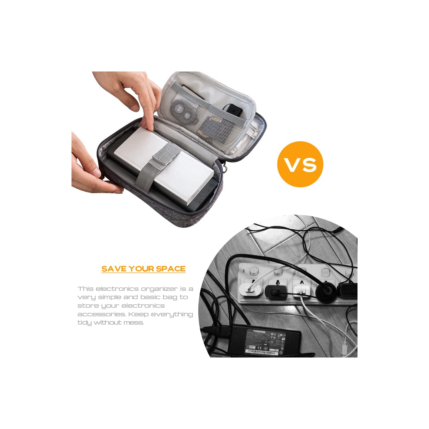 Sac organisateur électronique Câble organisateur Cordon voyage étui portatif étui transport pour chargeur disque dur écouteurs USB Carte SD