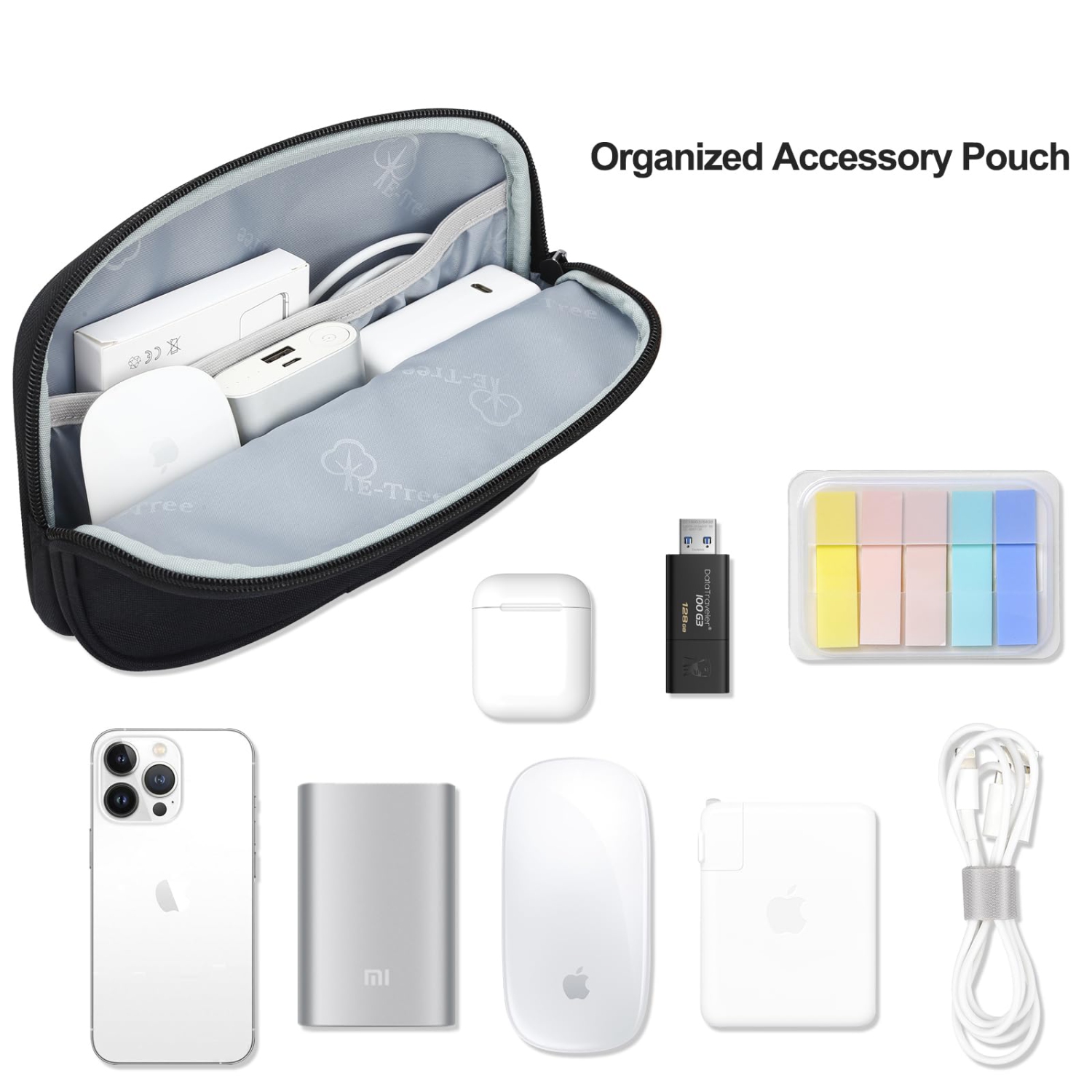 Travel Case Organizer for Small Electronics and Accessories,Tech Bag,Essentials for Mouse,Cord,Charger,Phone,Earphone,Power