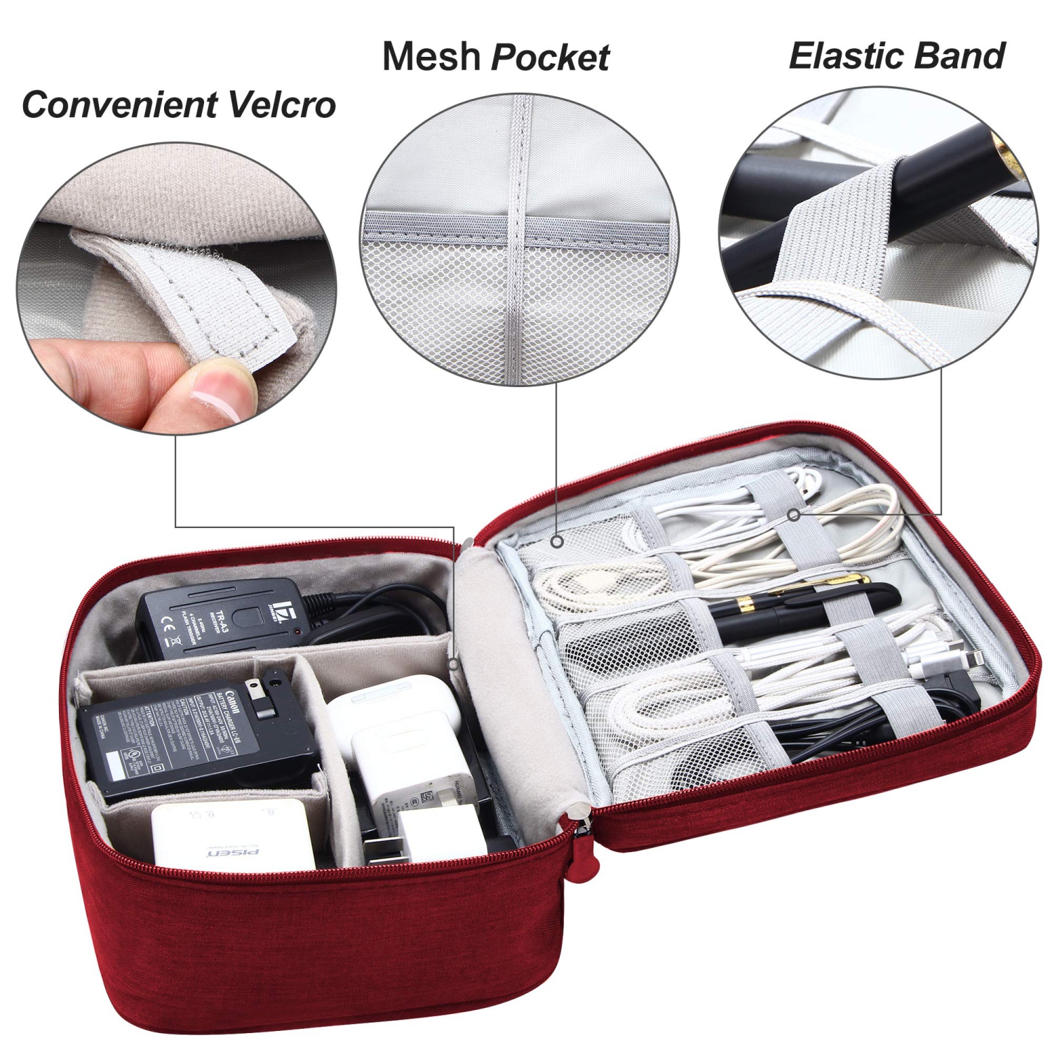 Electronics Organizer Travel Universal Cable Organizer Bag Waterproof Electronics Accessories Storage Cases for Cable, Charger, Phone, USB, SD Card,