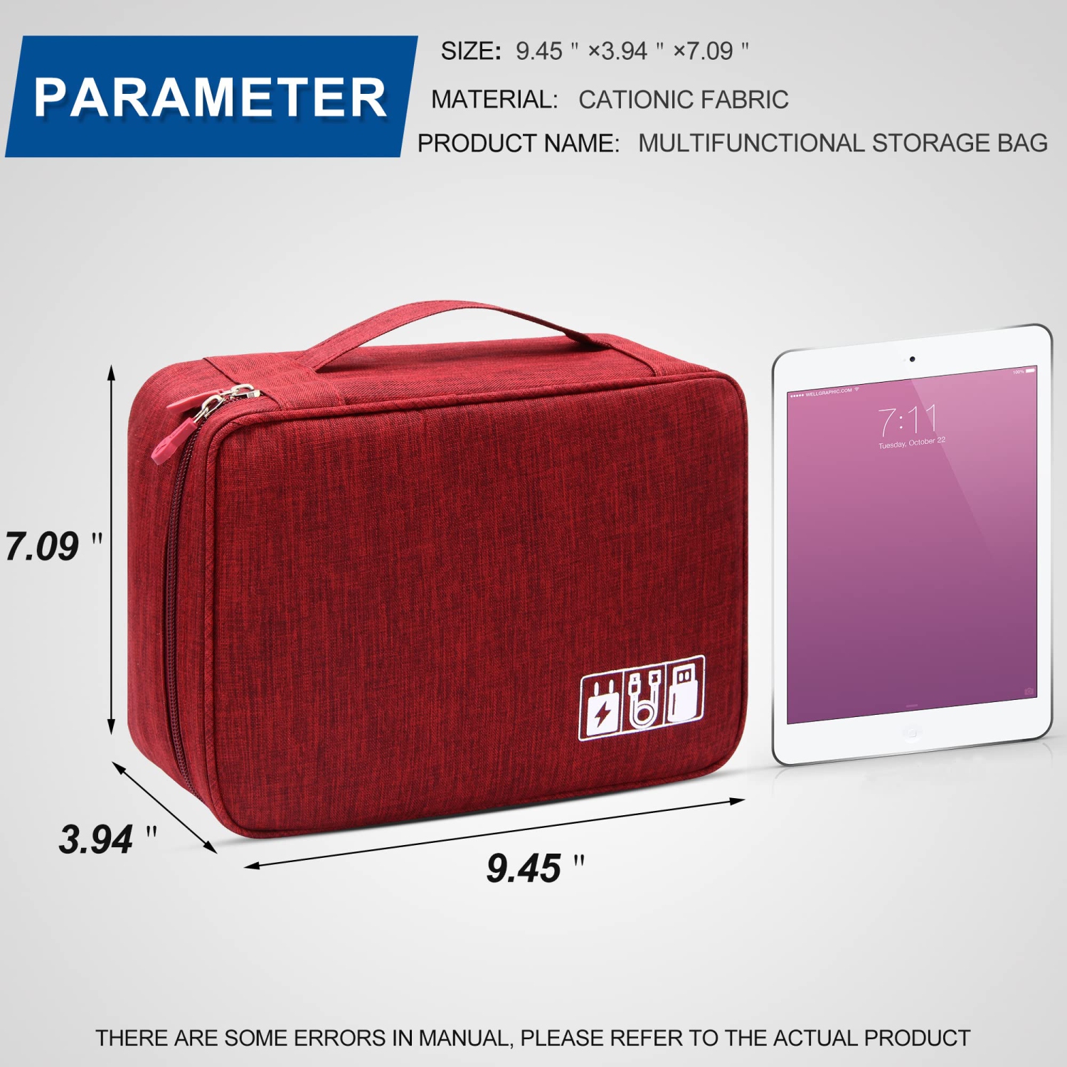 Electronics Organizer Travel Universal Cable Organizer Bag Waterproof Electronics Accessories Storage Cases for Cable, Charger, Phone, USB, SD Card,