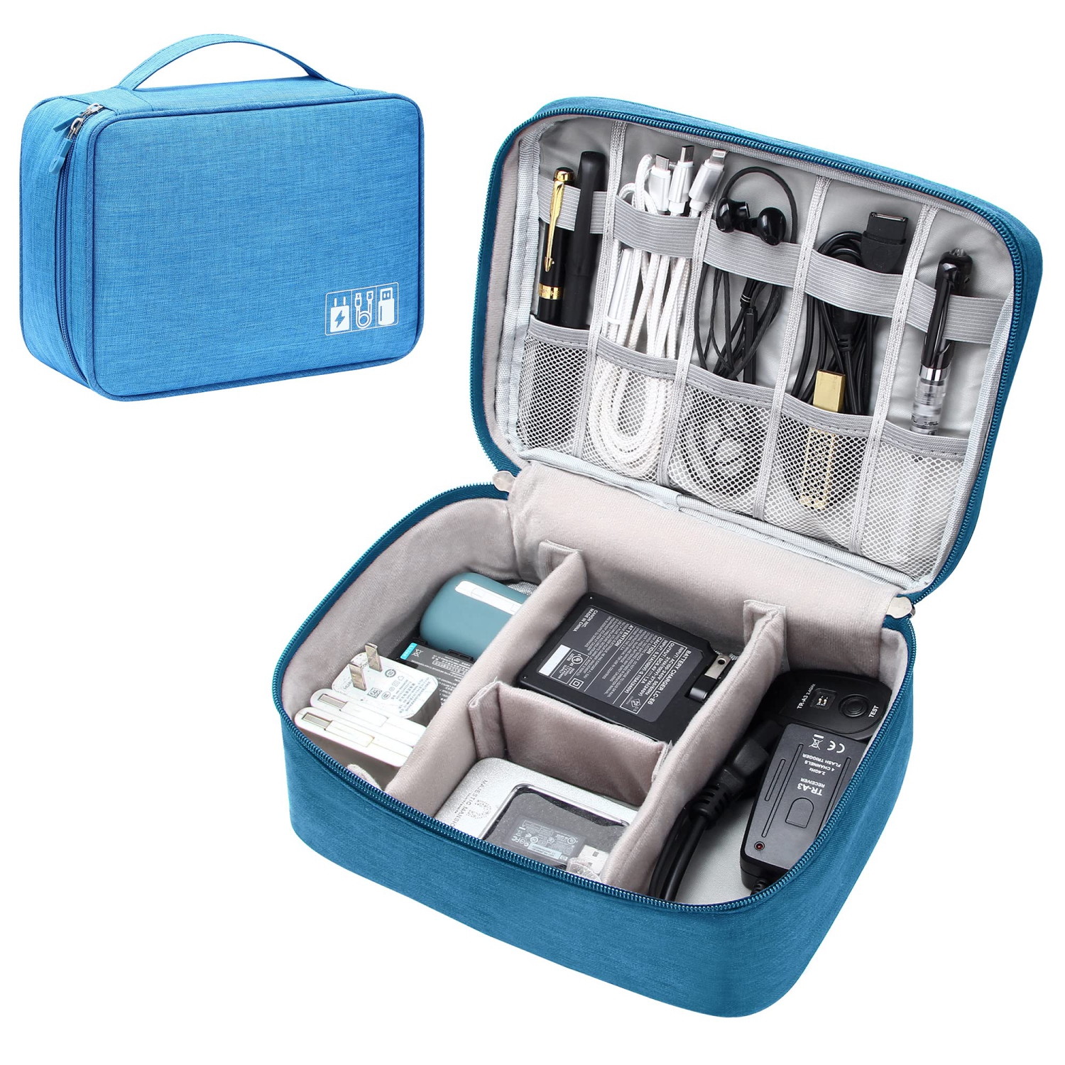 Electronics Organizer Travel Universal Cable Organizer Bag Waterproof Electronics Accessories Storage Cases for Cable, Charger, Phone, USB, SD Card,