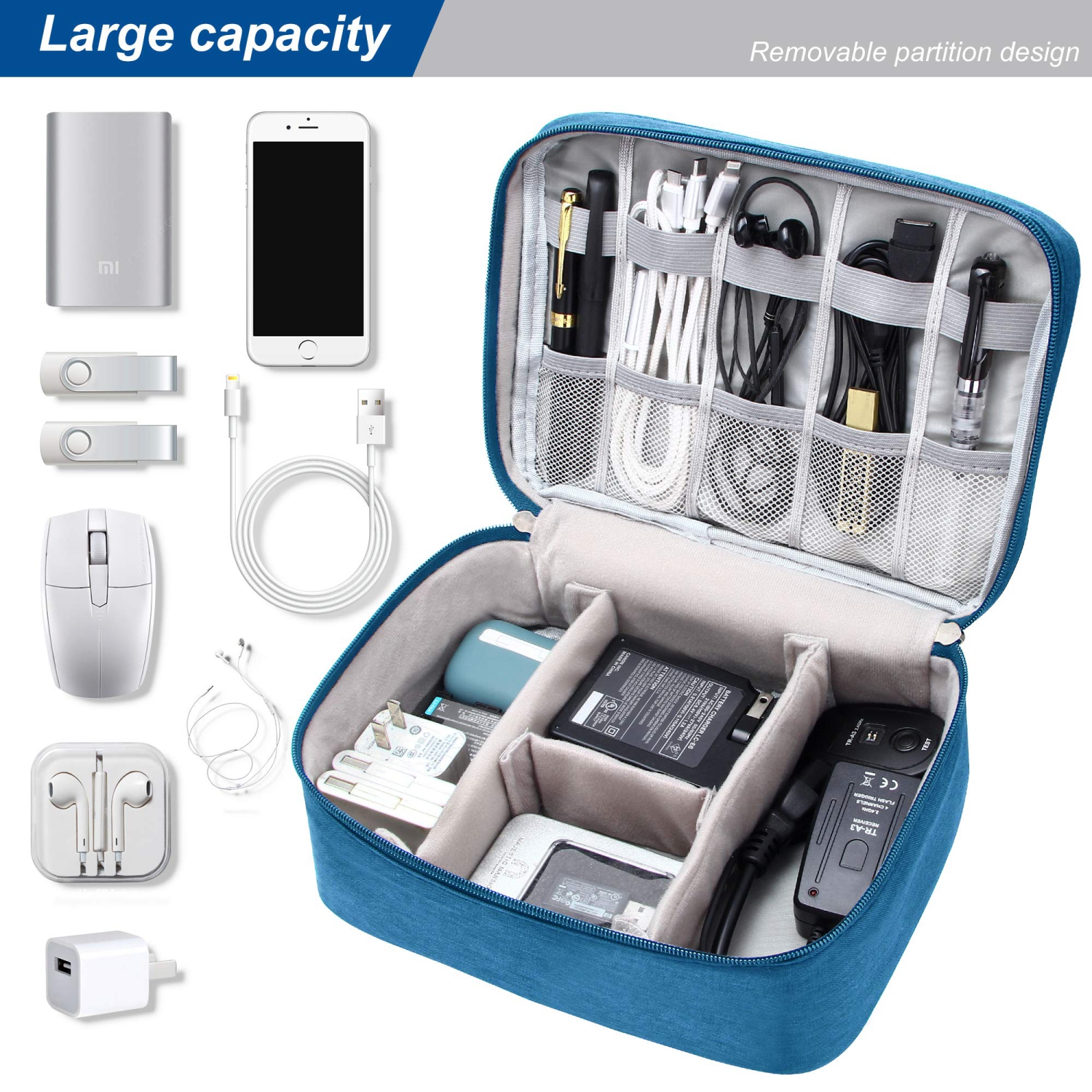 Electronics Organizer Travel Universal Cable Organizer Bag Waterproof Electronics Accessories Storage Cases for Cable, Charger, Phone, USB, SD Card,
