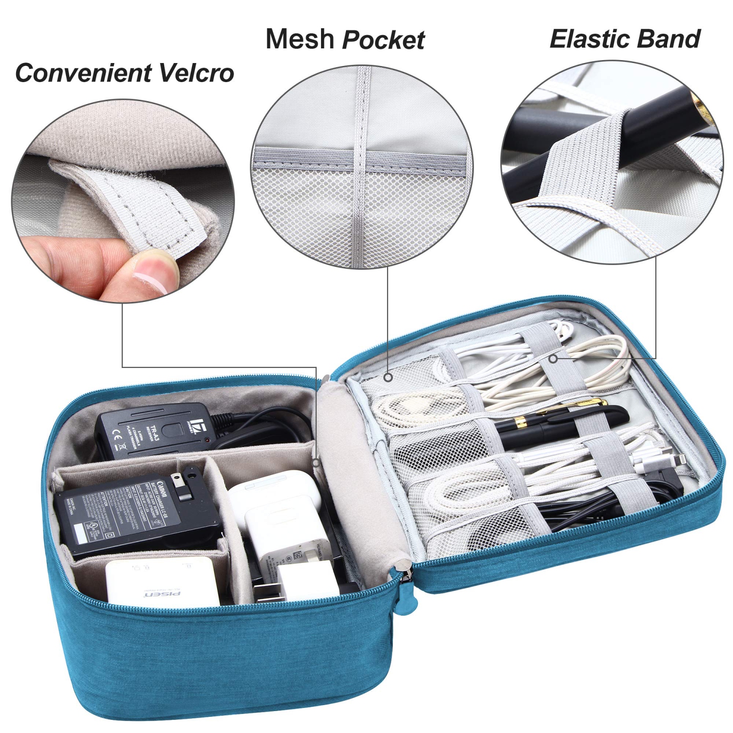 Electronics Organizer Travel Universal Cable Organizer Bag Waterproof Electronics Accessories Storage Cases for Cable, Charger, Phone, USB, SD Card,