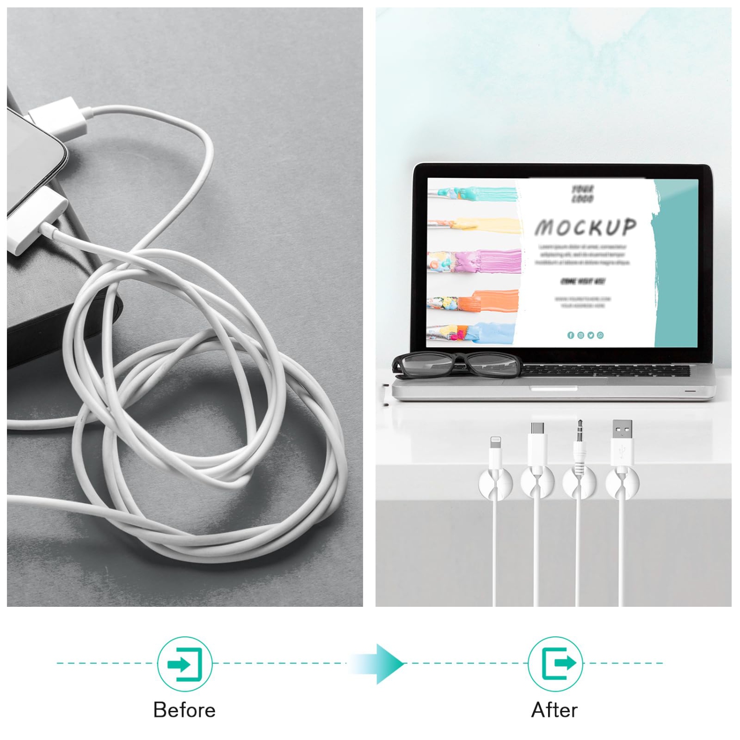 Paquet de 12 pinces pour câbles, porte-câbles adhésif pour organisation des câbles, chargeur de câble pour bureau, maison, bureau, voiture, bureaux,