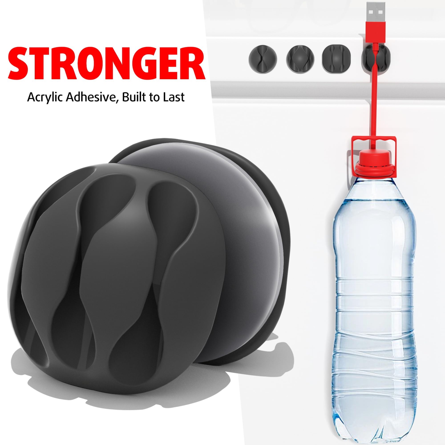 Cable Clips, 20 Pack Cord Organizers, Self Adhesive Wire Keeper Cord Holder Clips, Cable Management for Desk, PC, Charger, Laptop, TV, Nightstand,