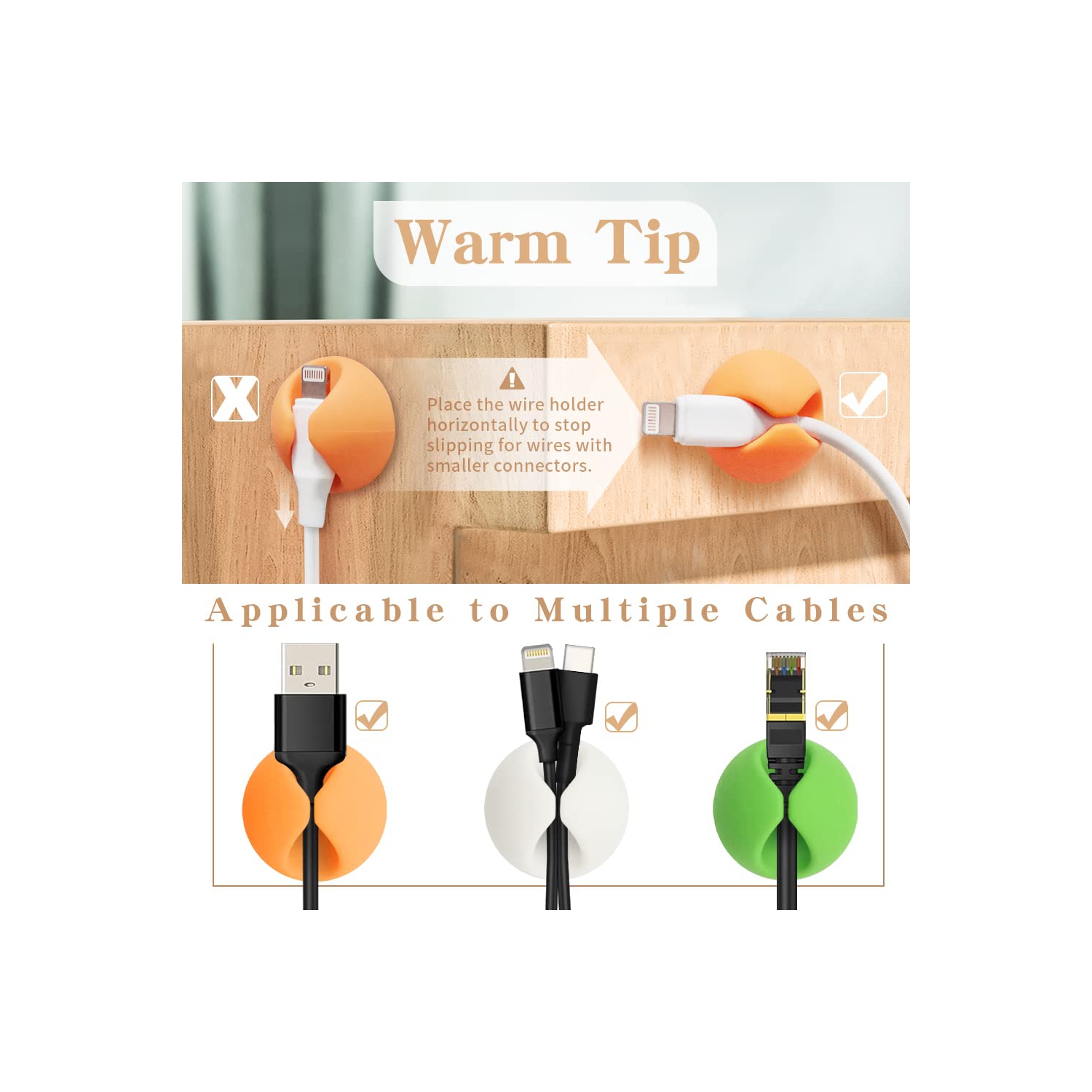 Pince de câble, support de câble de chargeur adhésif en acrylique, organisateur de câbles pour bureau, mur, voiture, table de chevet et gestion de