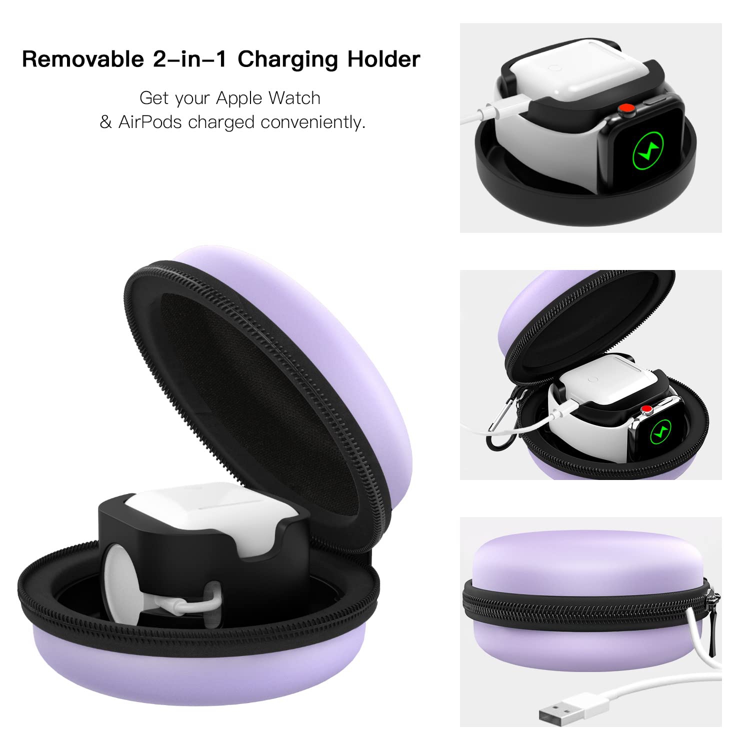 Travel Case Compatible with Apple Watch Series 9/8/7/6/5/4/3/2/1/SE,Portable Protective Travel Storage Bag Fit iWatch Stand and Airpods 2 & 1