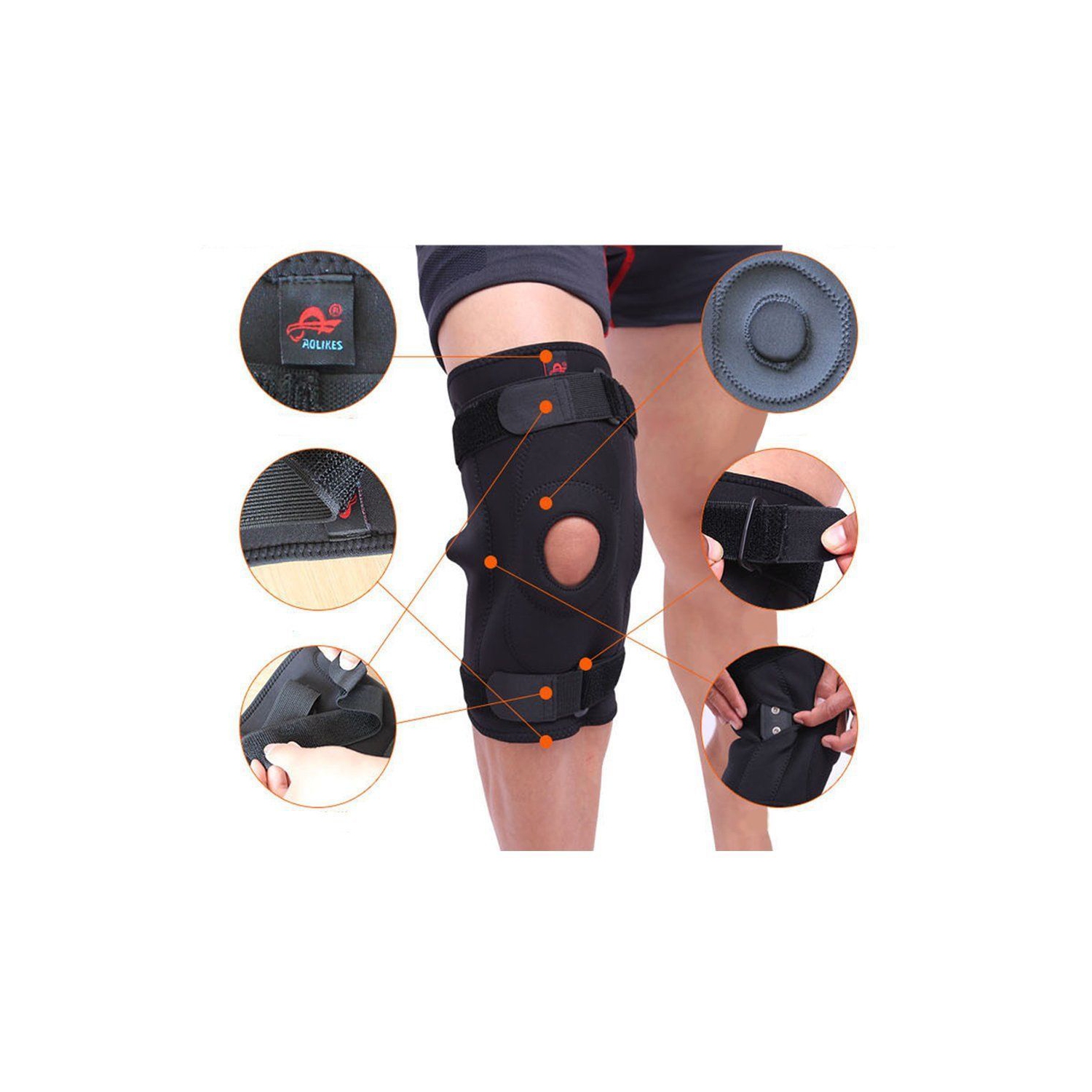 Support genou double en métal unisexe