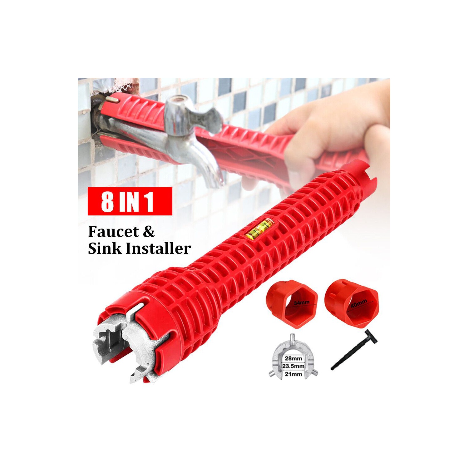 Outil de réparation d'évier à clé plate 8-en-1, haute qualité