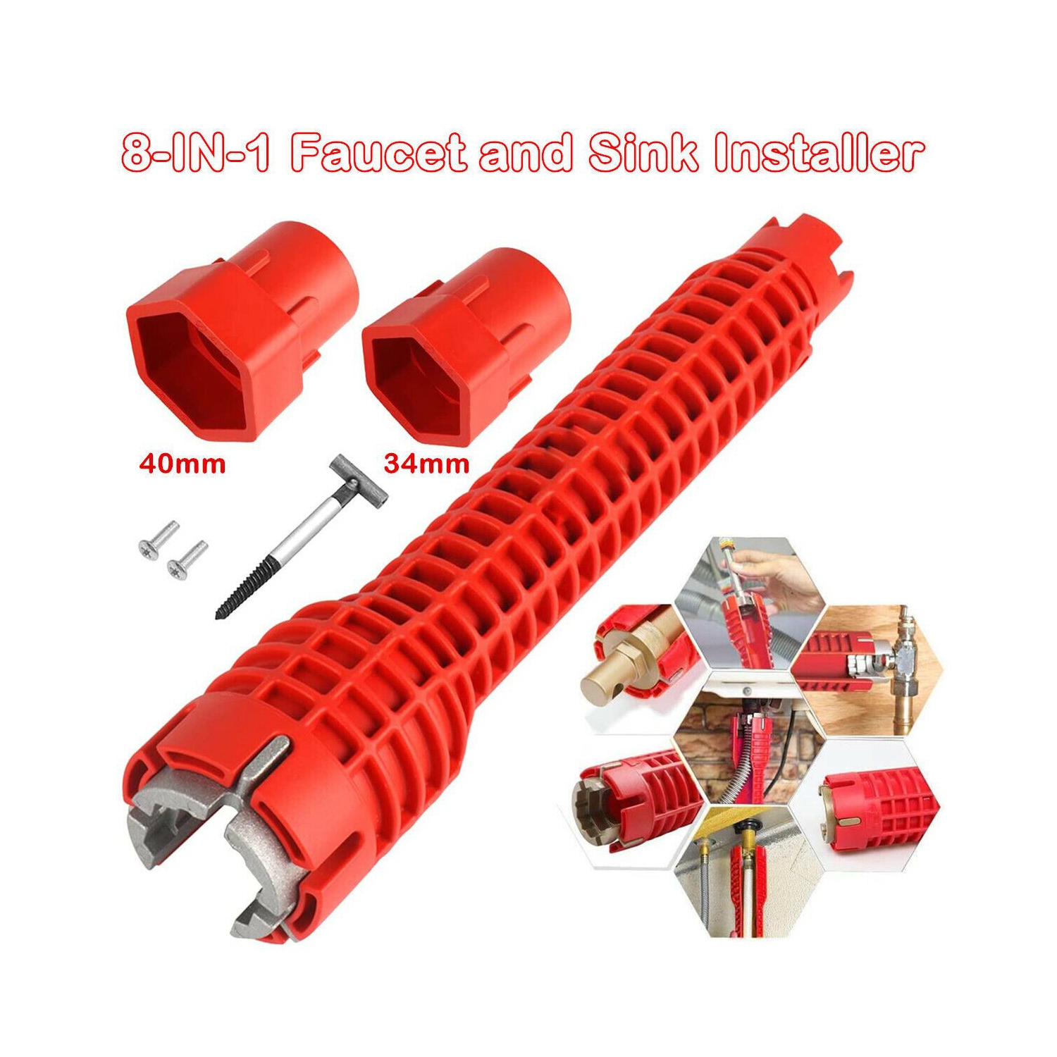 Outil de réparation d'évier à clé plate 8-en-1, haute qualité