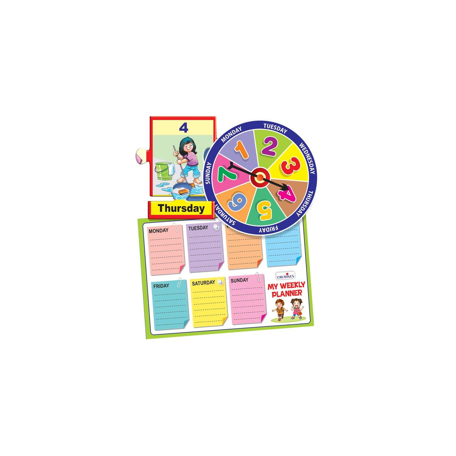 Creative Educational Day Puzzle ,Fun With Learning Toy Game ,2 sets of self-correcting 7 pieces puzzles, And activity guide Puzzle