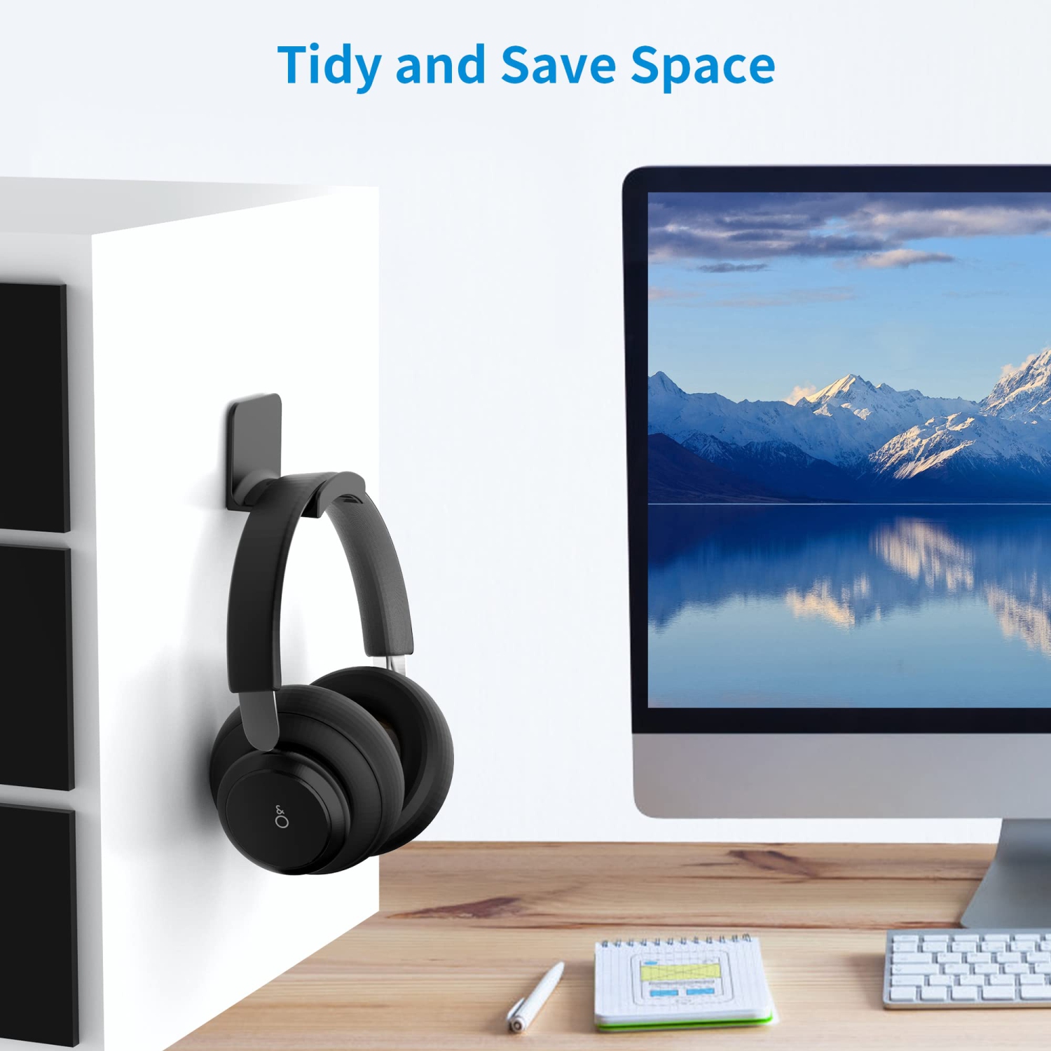 Headphone Stand for Most Headsets-Headphone Holder & Hanger 2 in 1, Fixed on The Wall or Desk with Non-Slip Silicone Pad Rugged and Durable