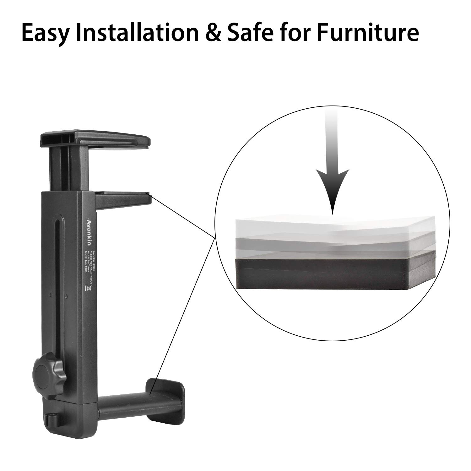 HS906 Headphone Stand & Hanger 2 in 1, Above & Under Desk Gaming Headset Holder Mount Hook with Height Adjustable & Rotating Clamp, Earphone Rack