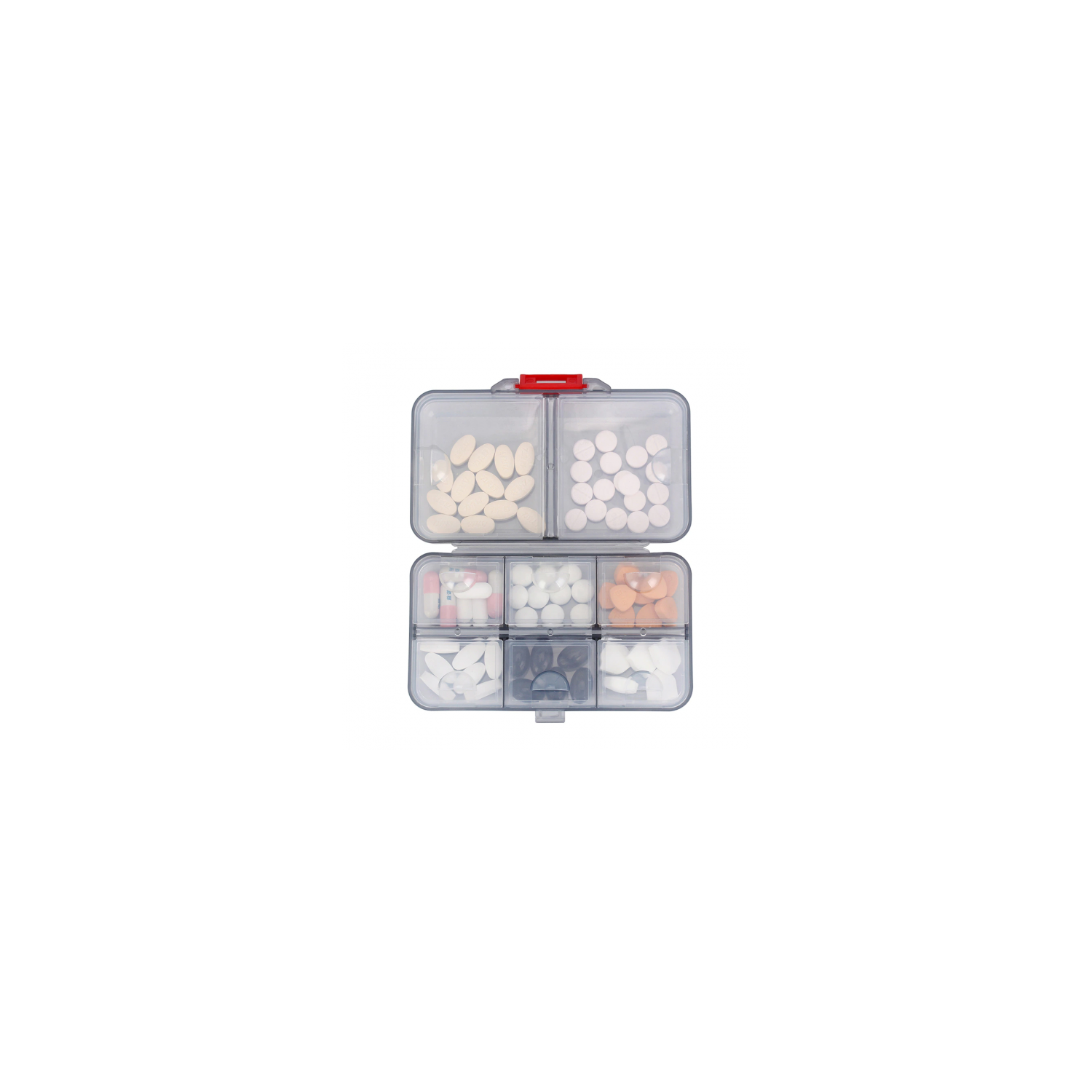 8-Compartment Pill Organizer with Lock – Compact, Secure Storage for Pills, Vitamins, and Small Items