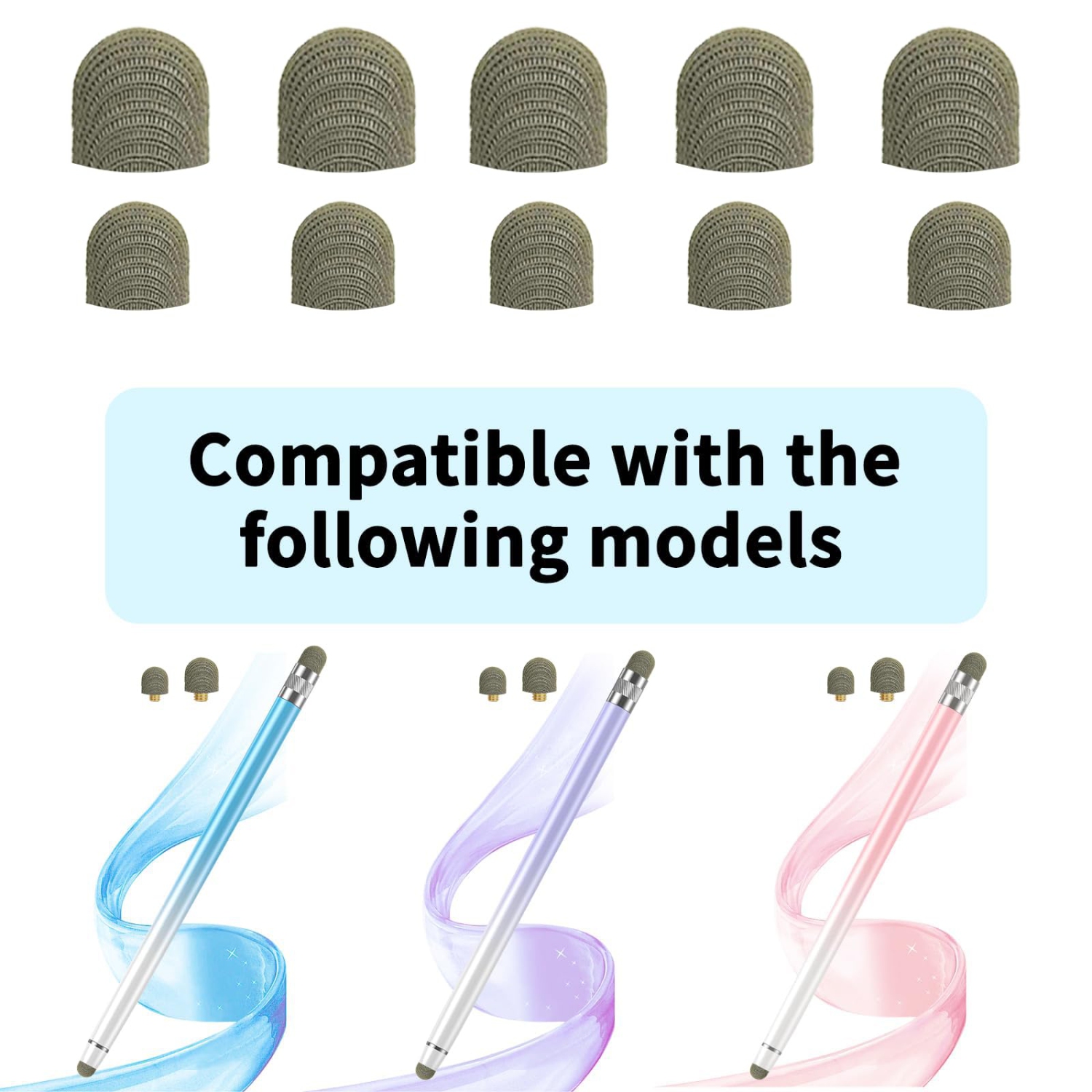 Replacement Fiber Mesh Tips for Stylus Pens - 10 Pieces Stylus Tips, Stylus Pen Tips, Fine Tip Stylus Replacement Tips, Touch Screen Tips