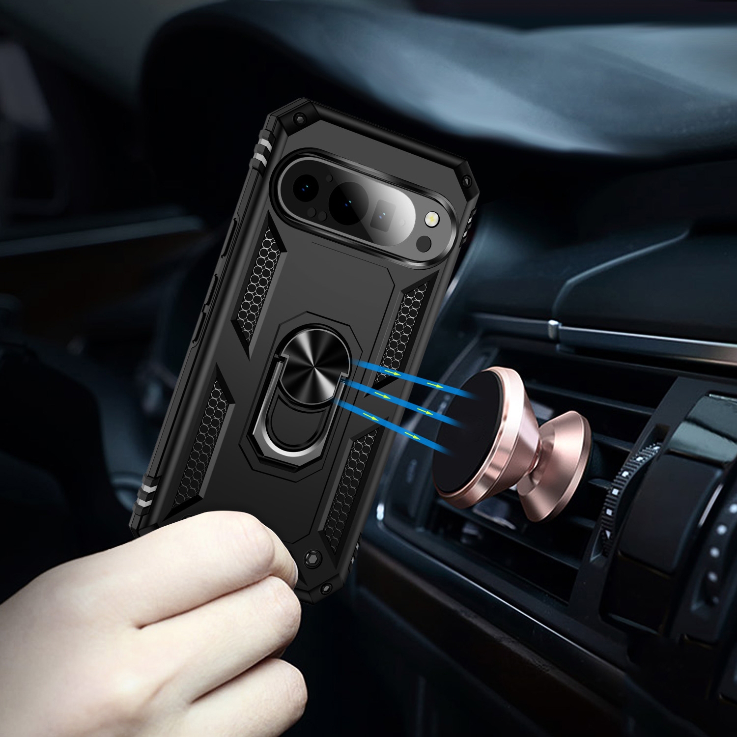 XCRS Slim Fitted Ring Cover, Built in Kickstand Ring Armor Case for Google Pixel 9 Pro XL