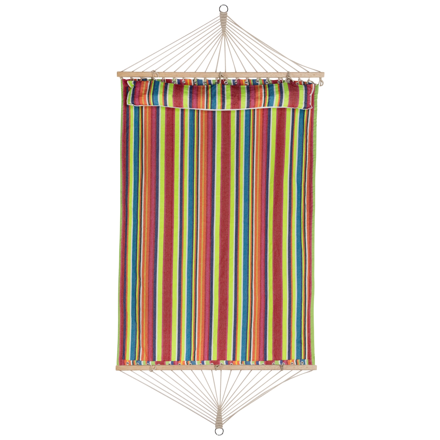 Striped Quilted Two Person Double Hammock with Pillow - 9' x 55" - Multicolor