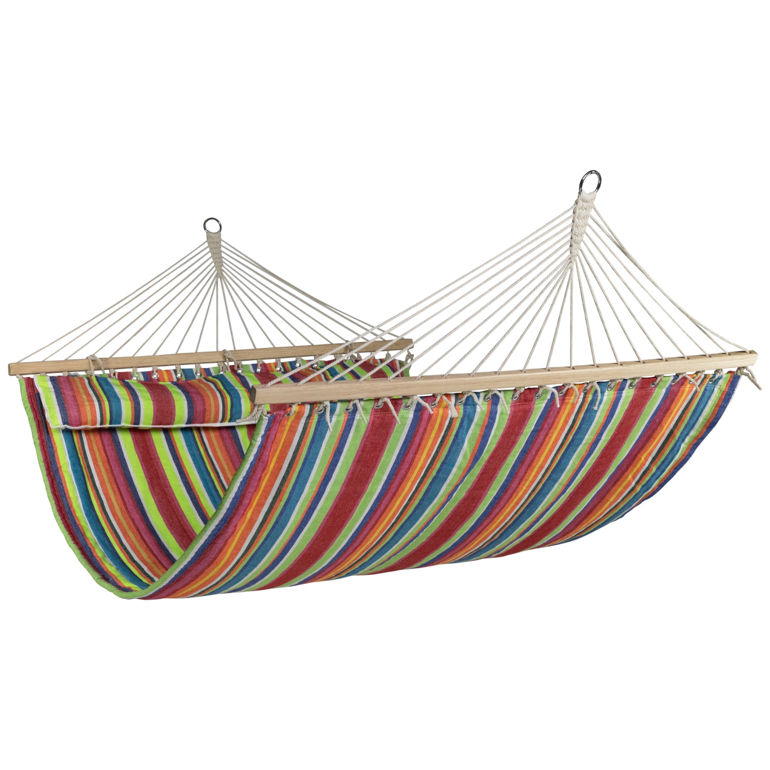 Striped Quilted Two Person Double Hammock with Pillow - 9' x 55" - Multicolor