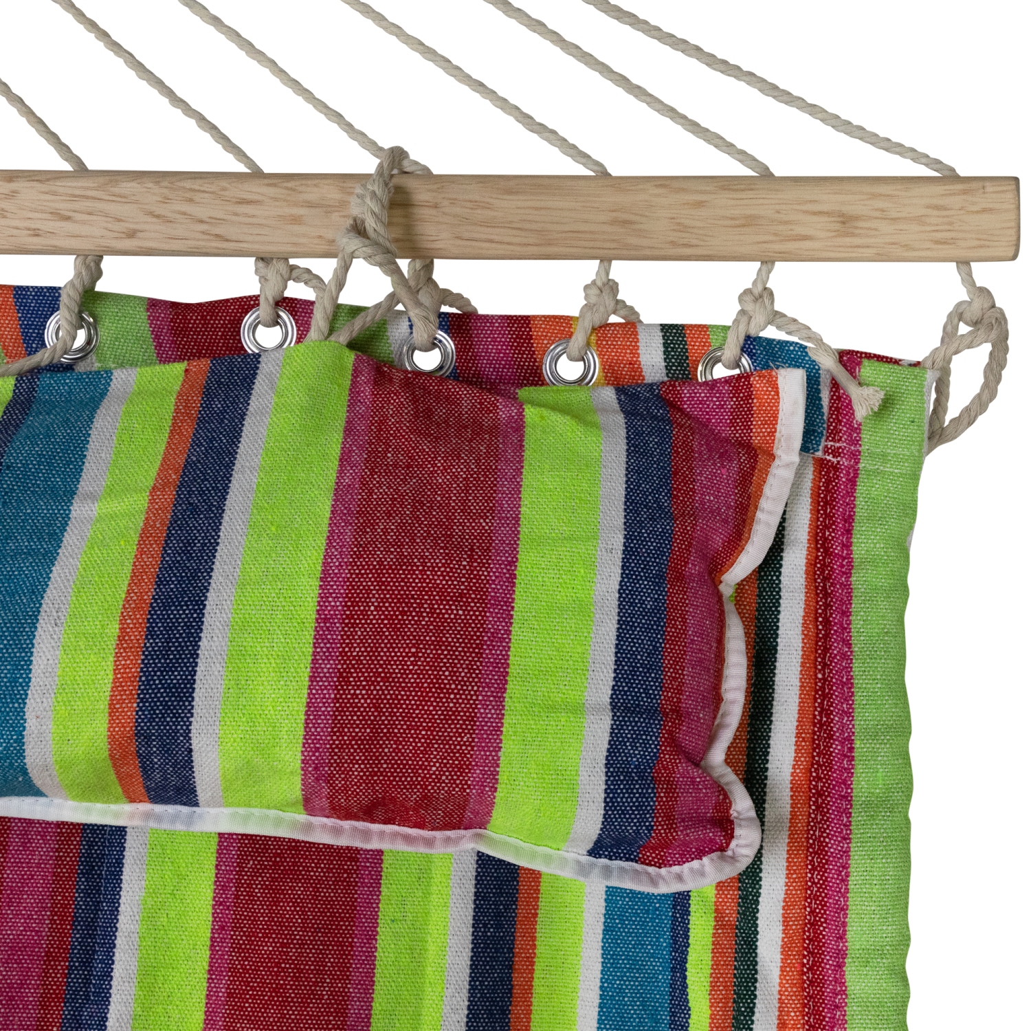 Striped Quilted Two Person Double Hammock with Pillow - 9' x 55" - Multicolor