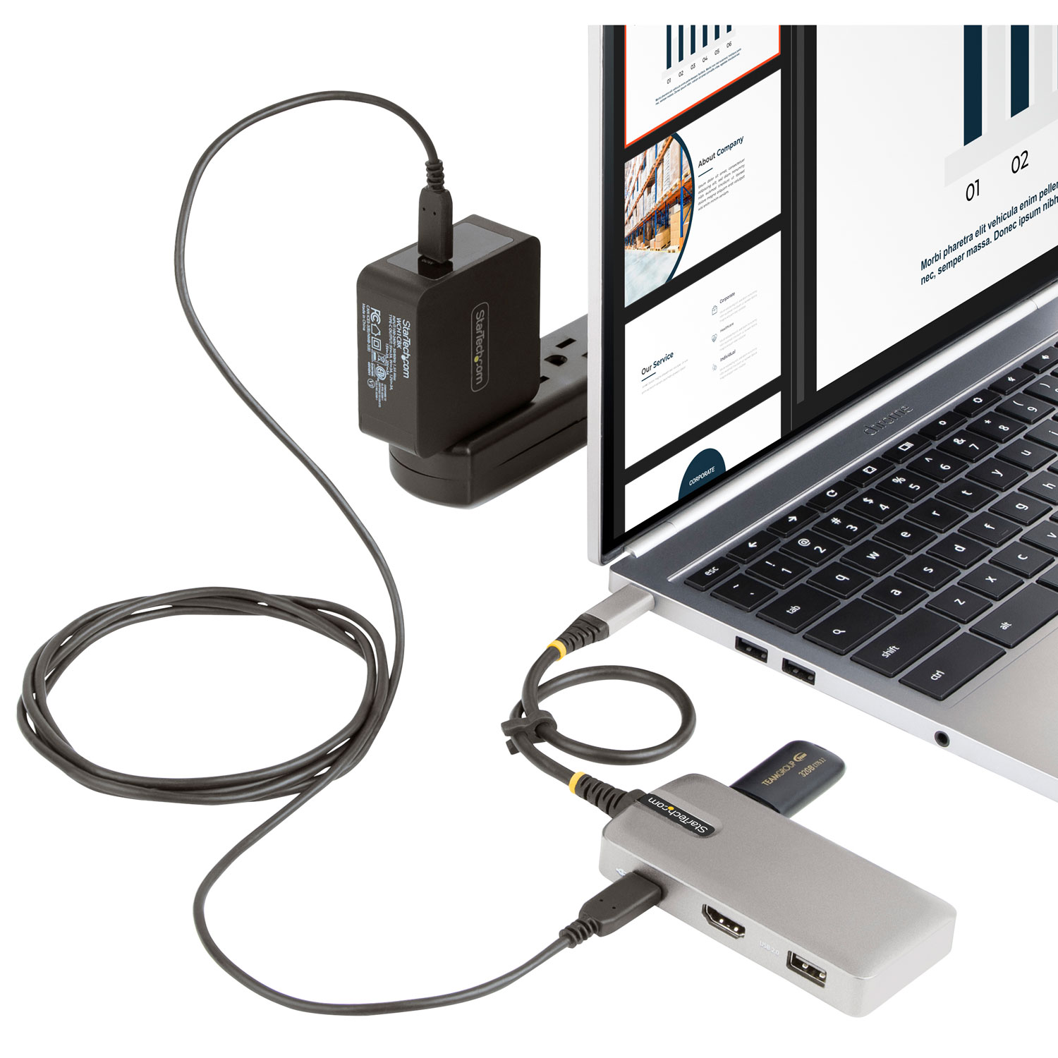 StarTech Portable 4K USB-C Multiport Travel Adapter - Space Grey