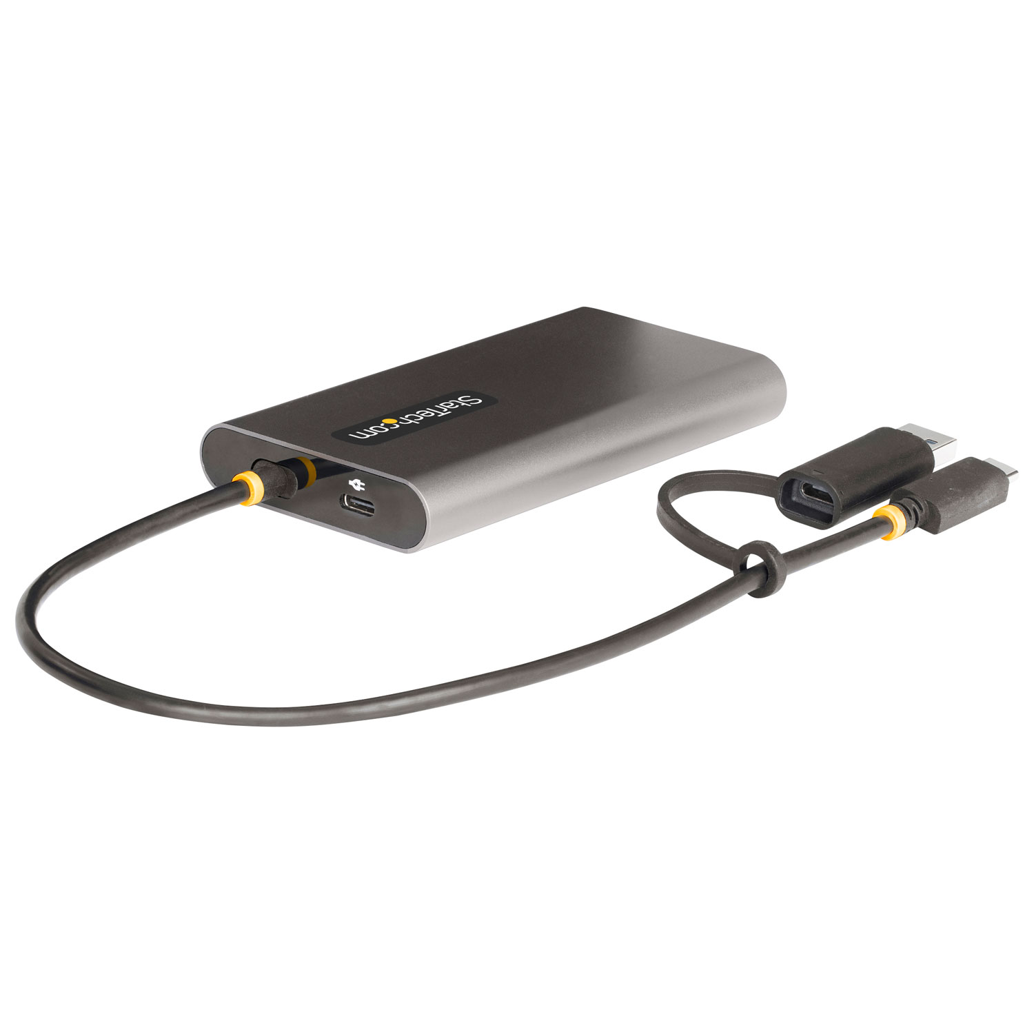 Adaptateur USB-C/USB-A à deux ports HDMI de StarTech avec intercommunication Power Delivery 100 W - Gris