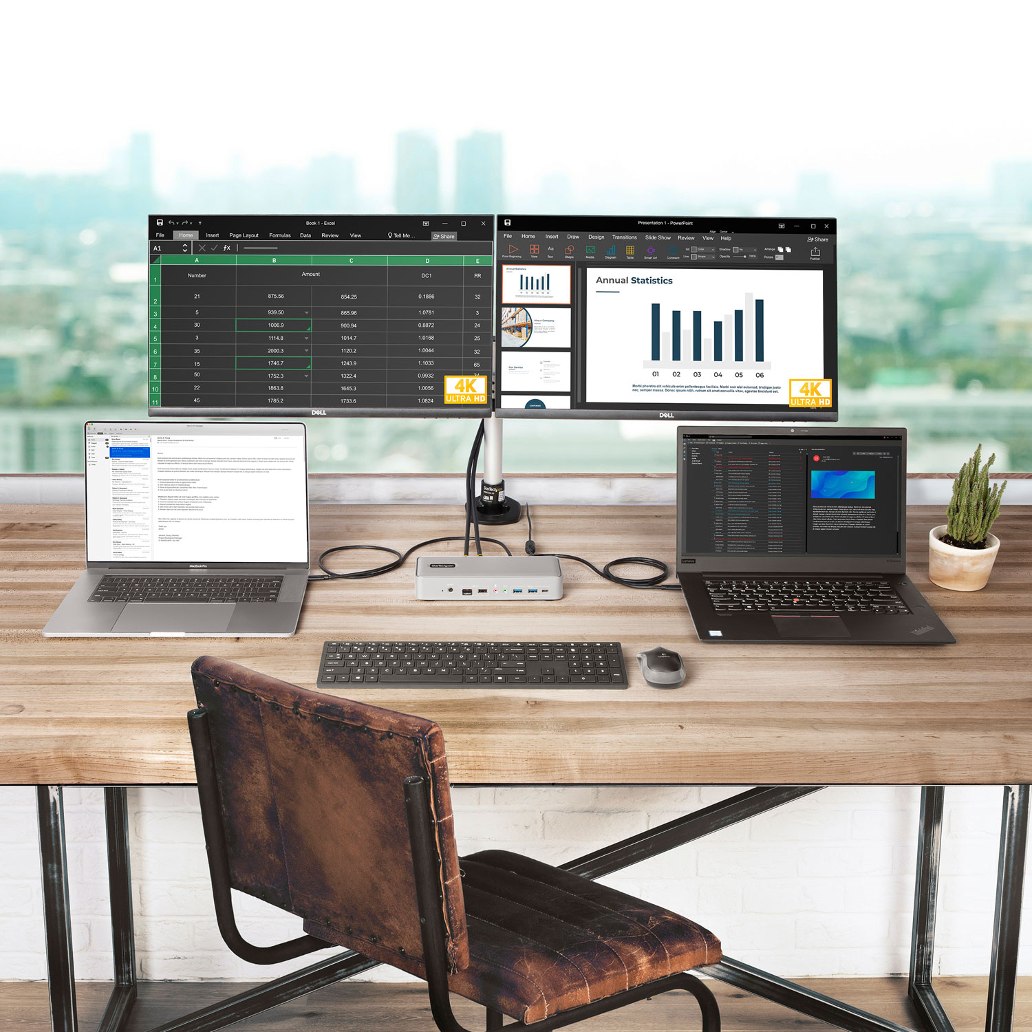 StarTech Dual-Laptop USB-C KVM Docking Station - Space Grey