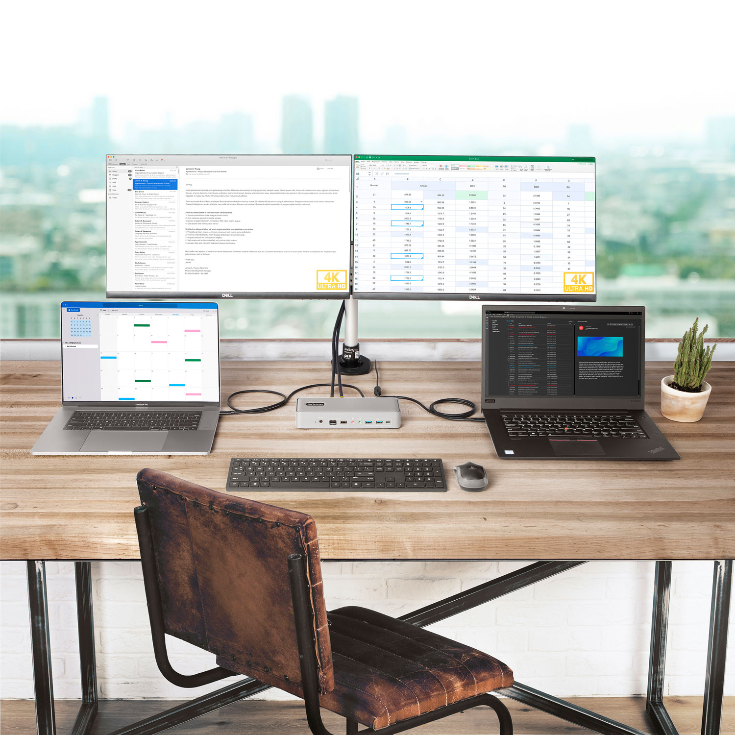 StarTech Dual-Laptop USB-C KVM Docking Station - Space Grey