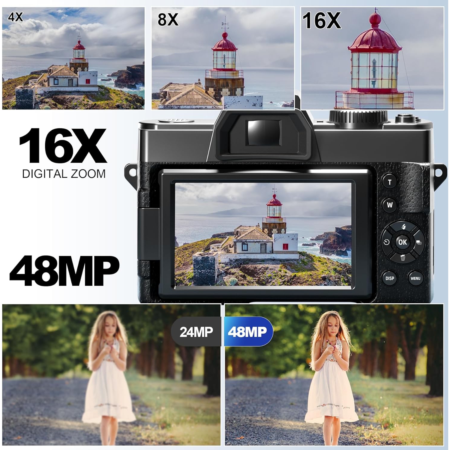NBD Digital Cameras for Photography 5K,48MP Autofocus Vlogging Camera for YouTube with 32GB TF Card & 2 Batteries,16X Zoom Anti-Shake Video Camera