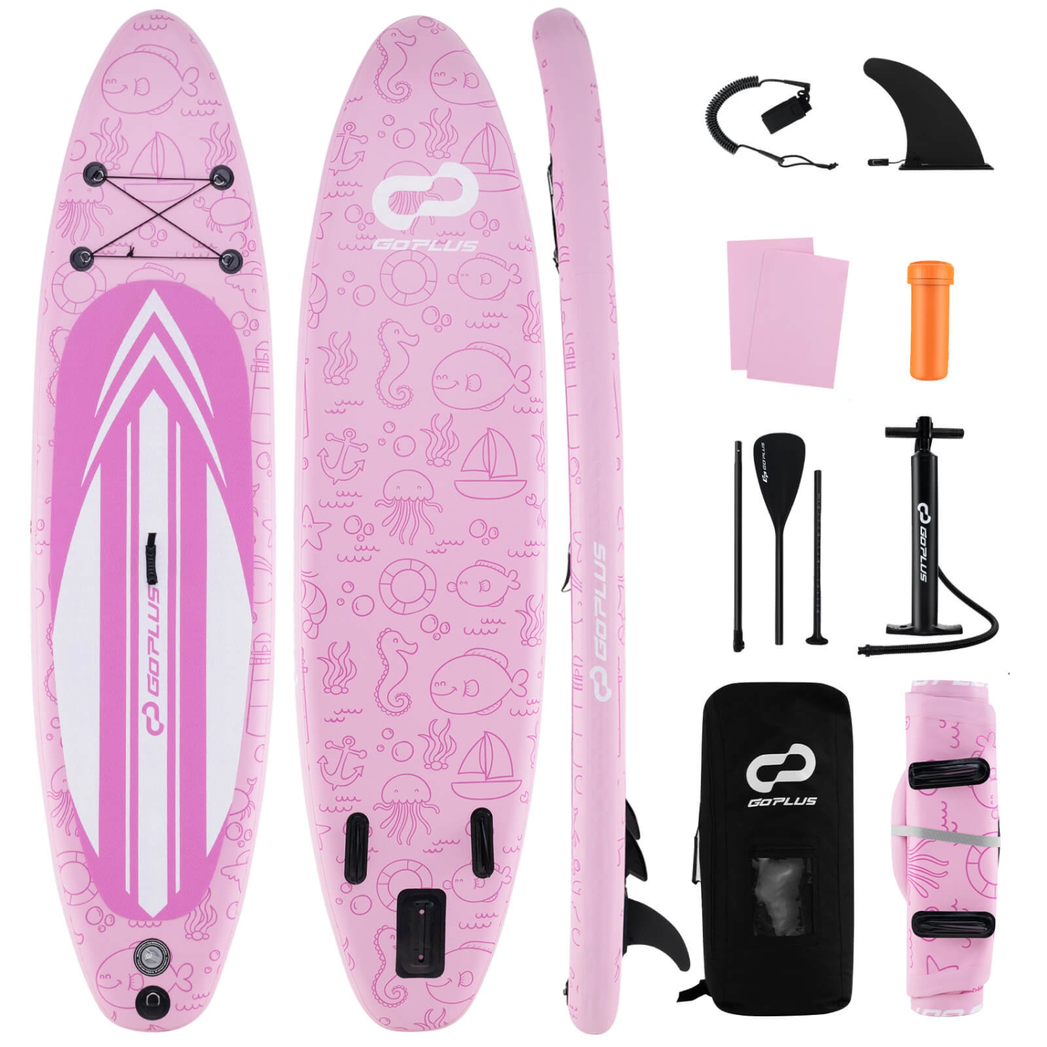 Goplus Small Inflatable SUP Board, Portable Paddle Board with 5D rings Stand Up Paddle Board for Youth & Adult