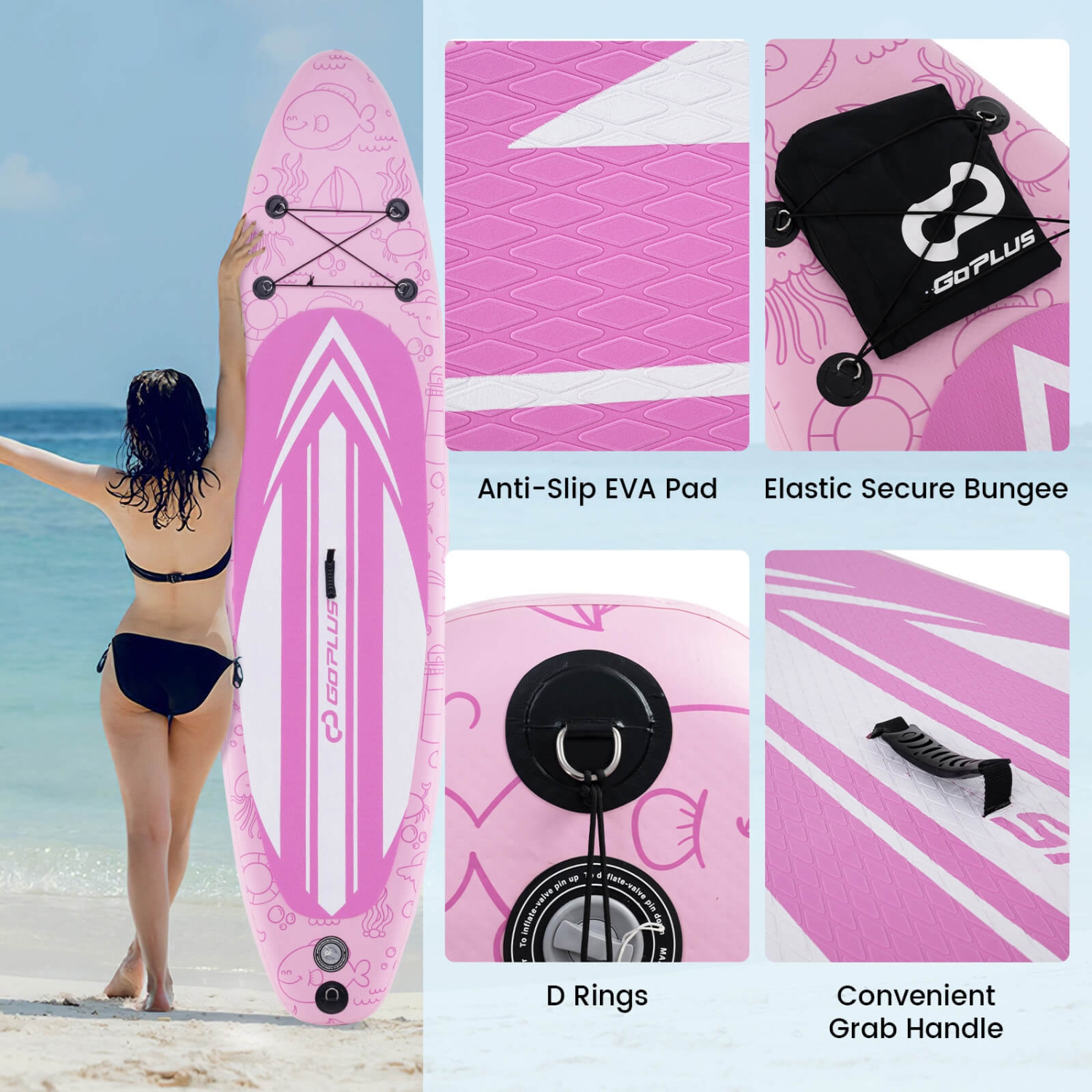 Goplus Small Inflatable SUP Board, Portable Paddle Board with 5D rings Stand Up Paddle Board for Youth & Adult