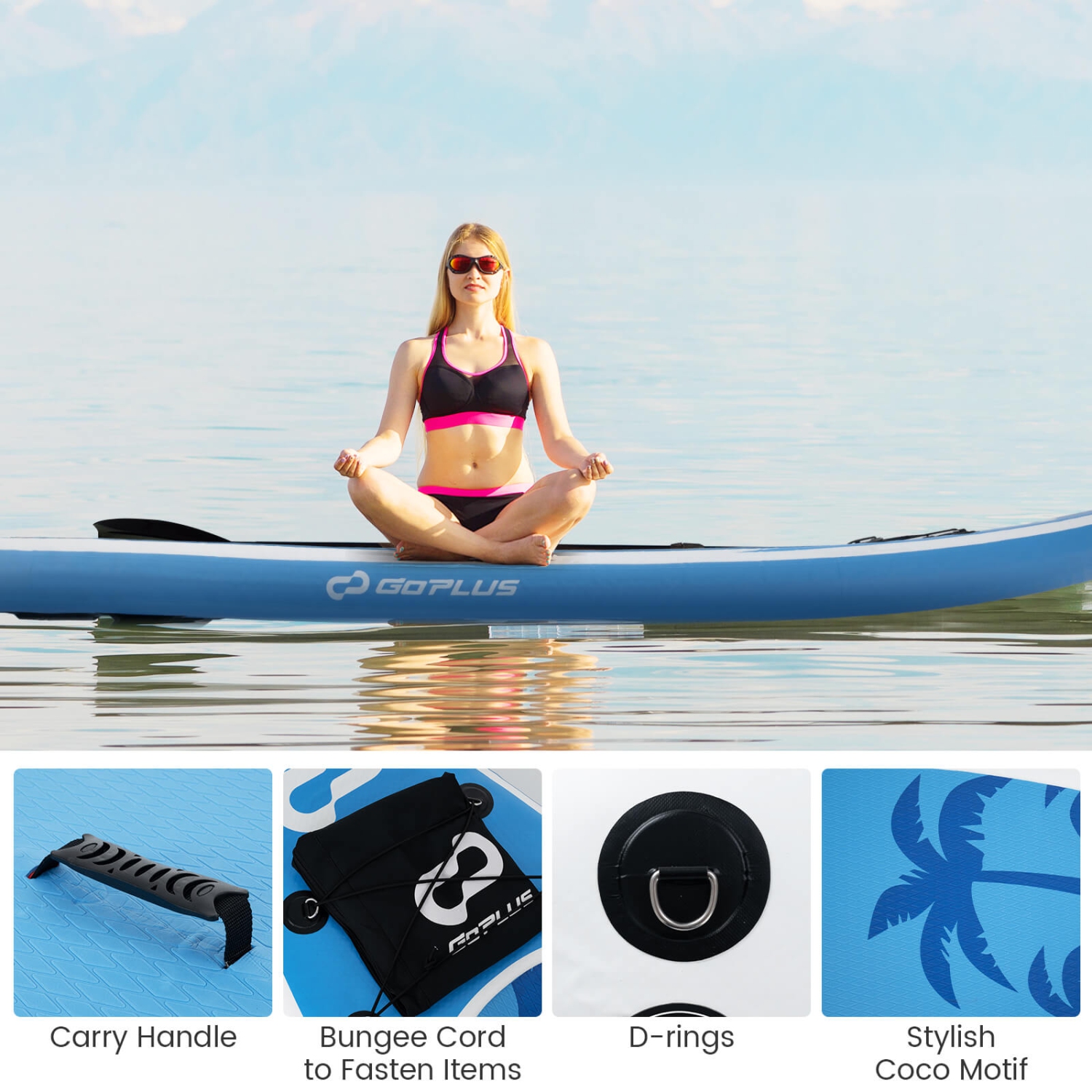 Goplus Small Inflatable SUP Board, Portable Paddle Board with 5D rings Stand Up Paddle Board for Youth & Adult