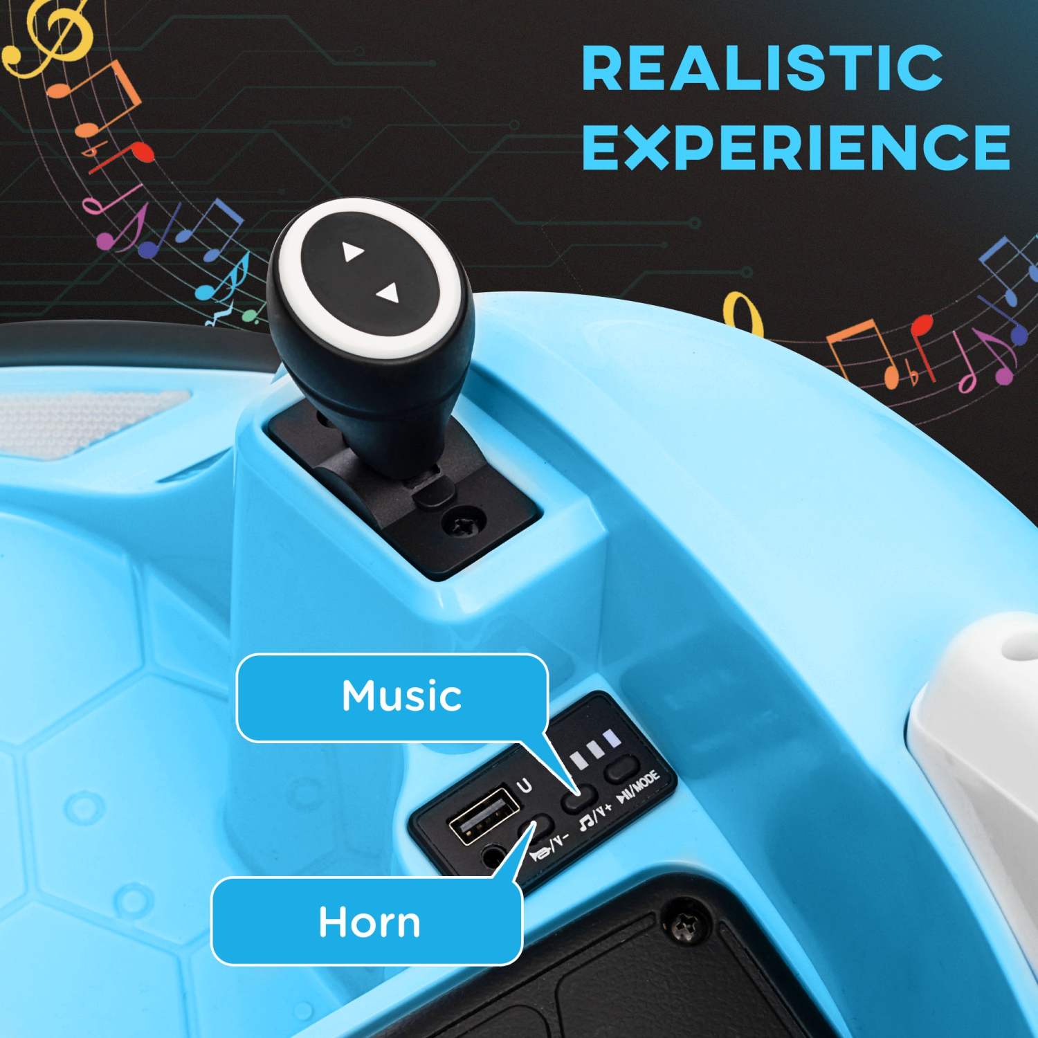 Qaba 12V Bumper Car for Toddlers, Electric Ride On Car with 360 Degree Spin, Remote Control, LED Lights Music Horn, for Ages 1.5-5 Years Old, Light