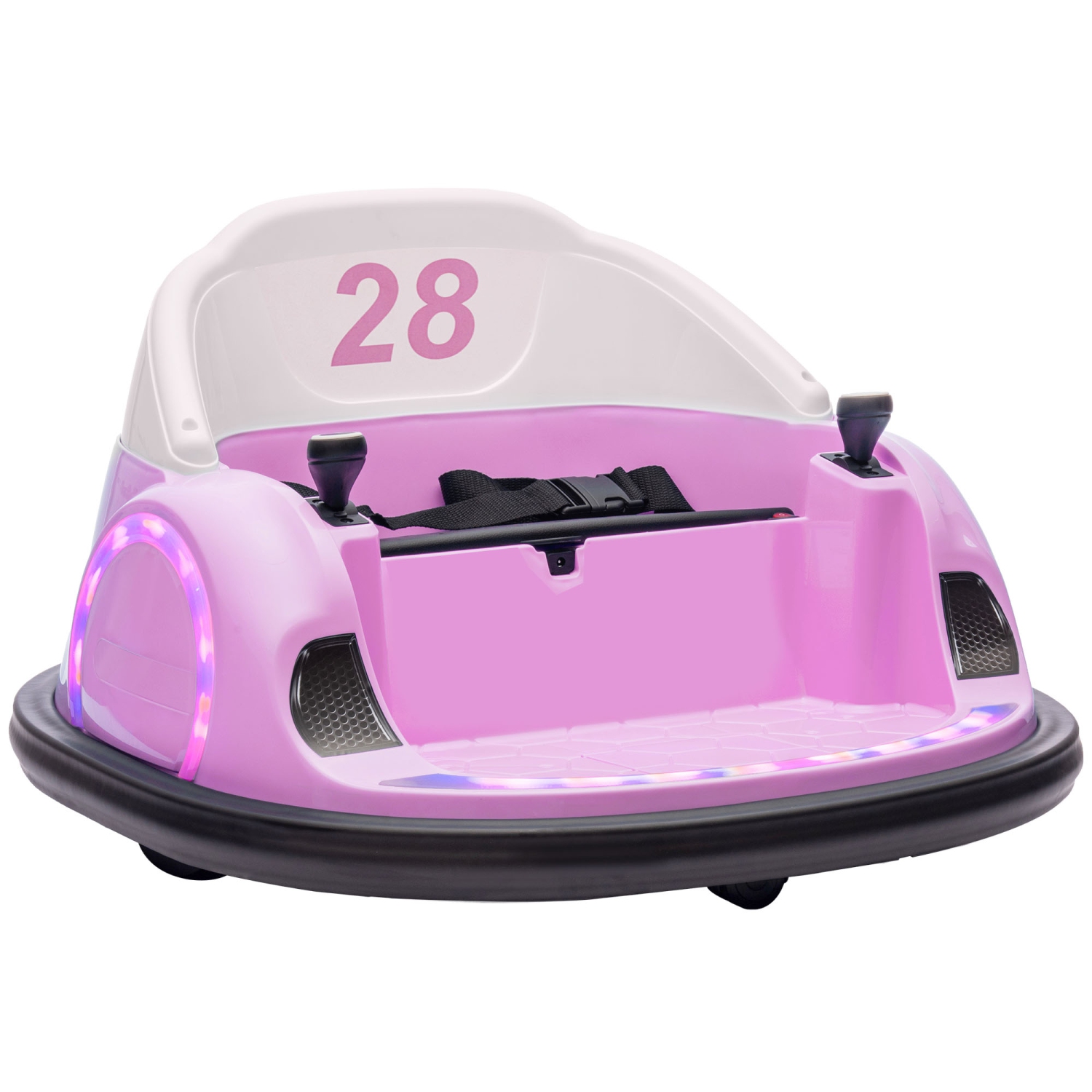 Qaba 12V Bumper Car for Toddlers, Electric Ride On Car with 360 Degree Spin, Remote Control, LED Lights Music Horn, for Ages 1.5-5 Years Old, Pink