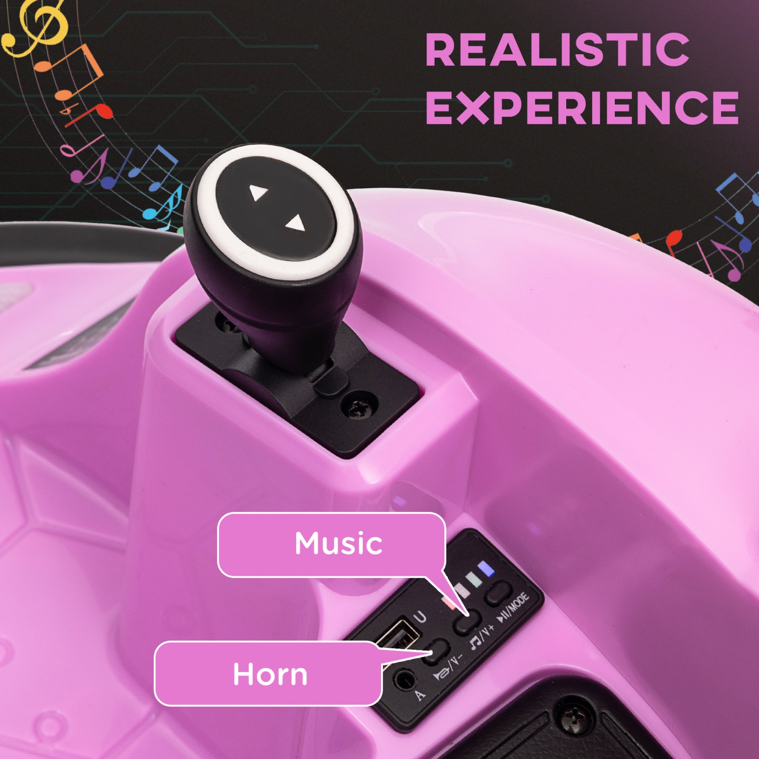 Qaba 12V Bumper Car for Toddlers, Electric Ride On Car with 360 Degree Spin, Remote Control, LED Lights Music Horn, for Ages 1.5-5 Years Old, Pink