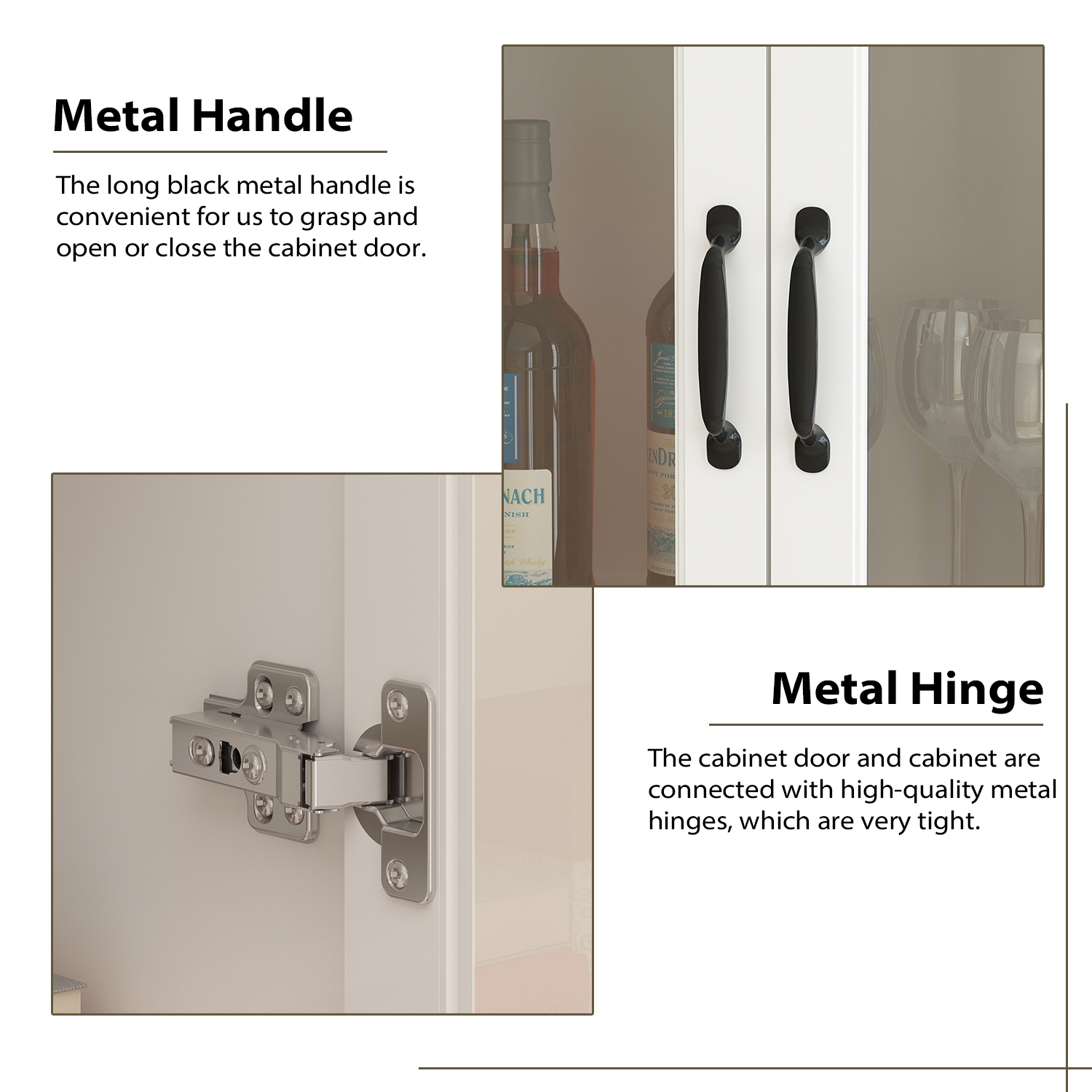 Famapy Tall Pantry Cabinet with Glass Doors, Adjustable Shelves, and Spacious Storage for Kitchen or Dining Room White