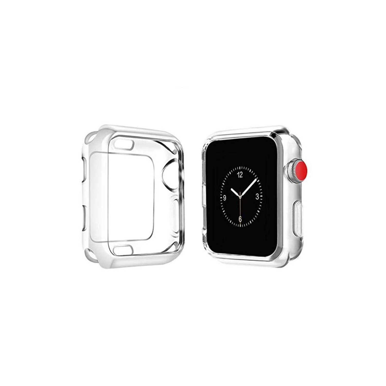 Watch Series 1 2 3 Case 38mm/42mm Smart Watch Cover-42mm soft HD High Sensitivity Screen Protector with TPU All Around Anti-Fall Bumper Protective