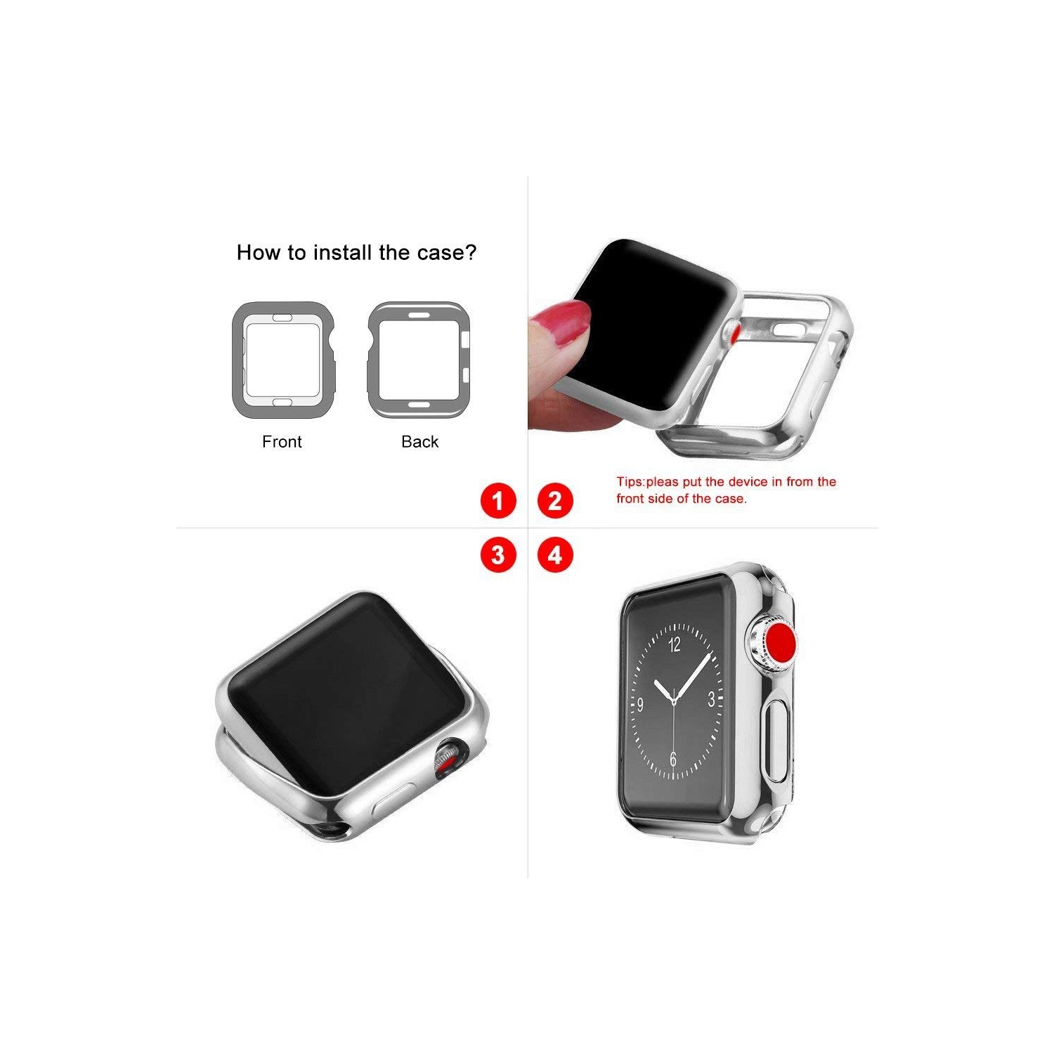 Watch Series 1 2 3 Case 38mm/42mm Smart Watch Cover-42mm soft HD High Sensitivity Screen Protector with TPU All Around Anti-Fall Bumper Protective